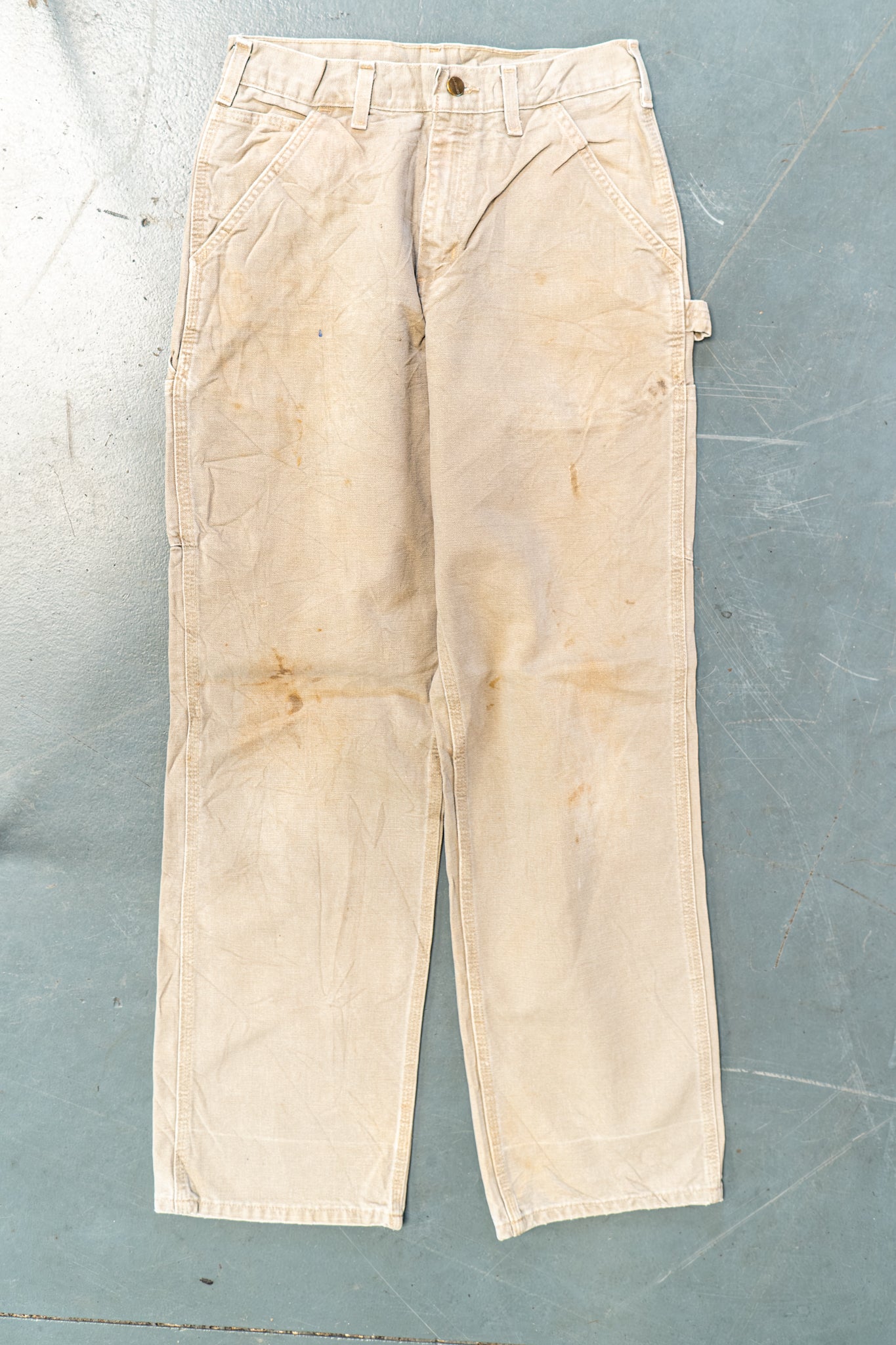 True Vintage Carhartt Carpenter Trousers – Beige, w27,L32 Regular (1990s)