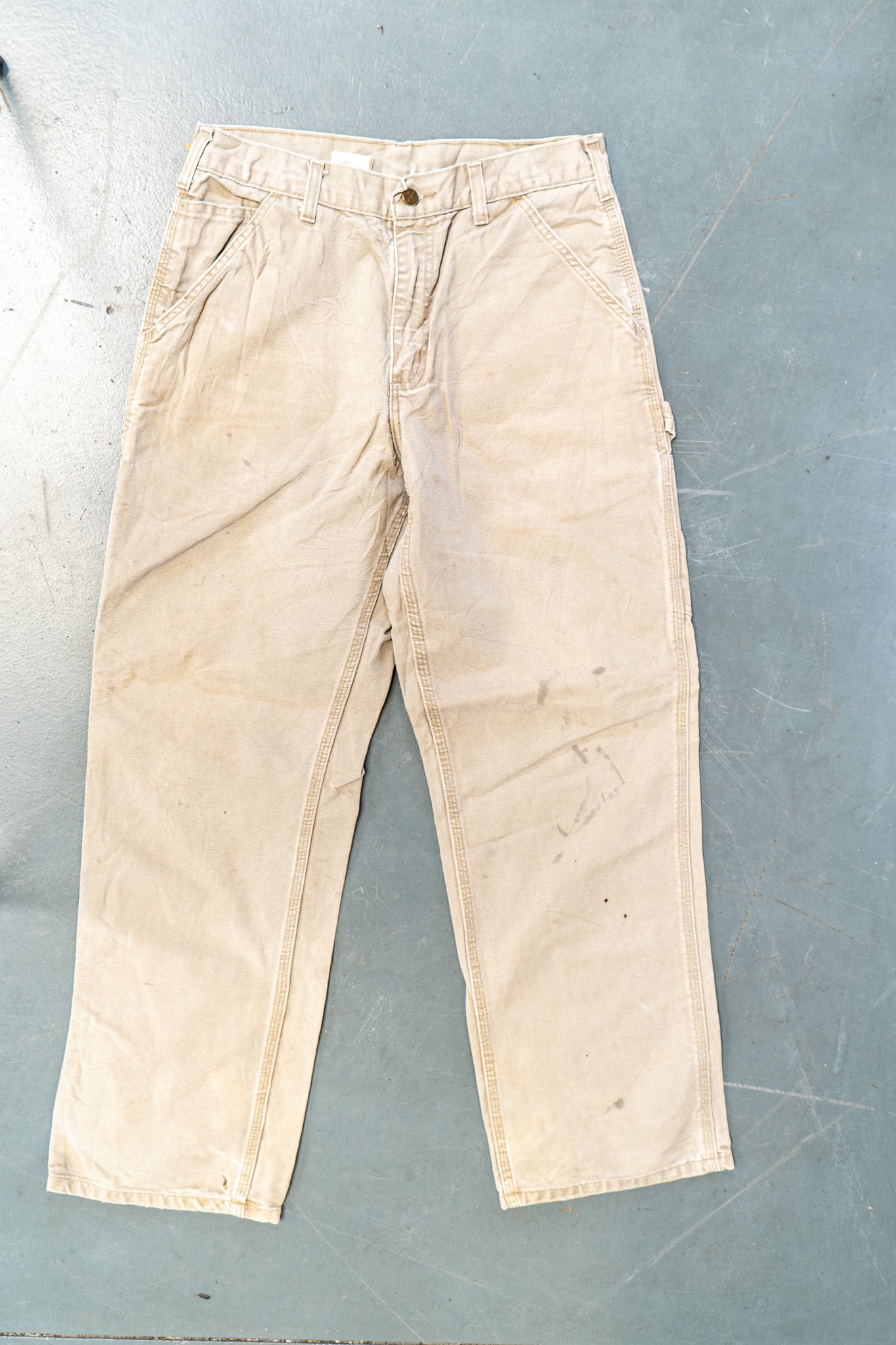 True Vintage Carhartt Carpenter Trousers – Beige, w28,L30 Regular (1990s)