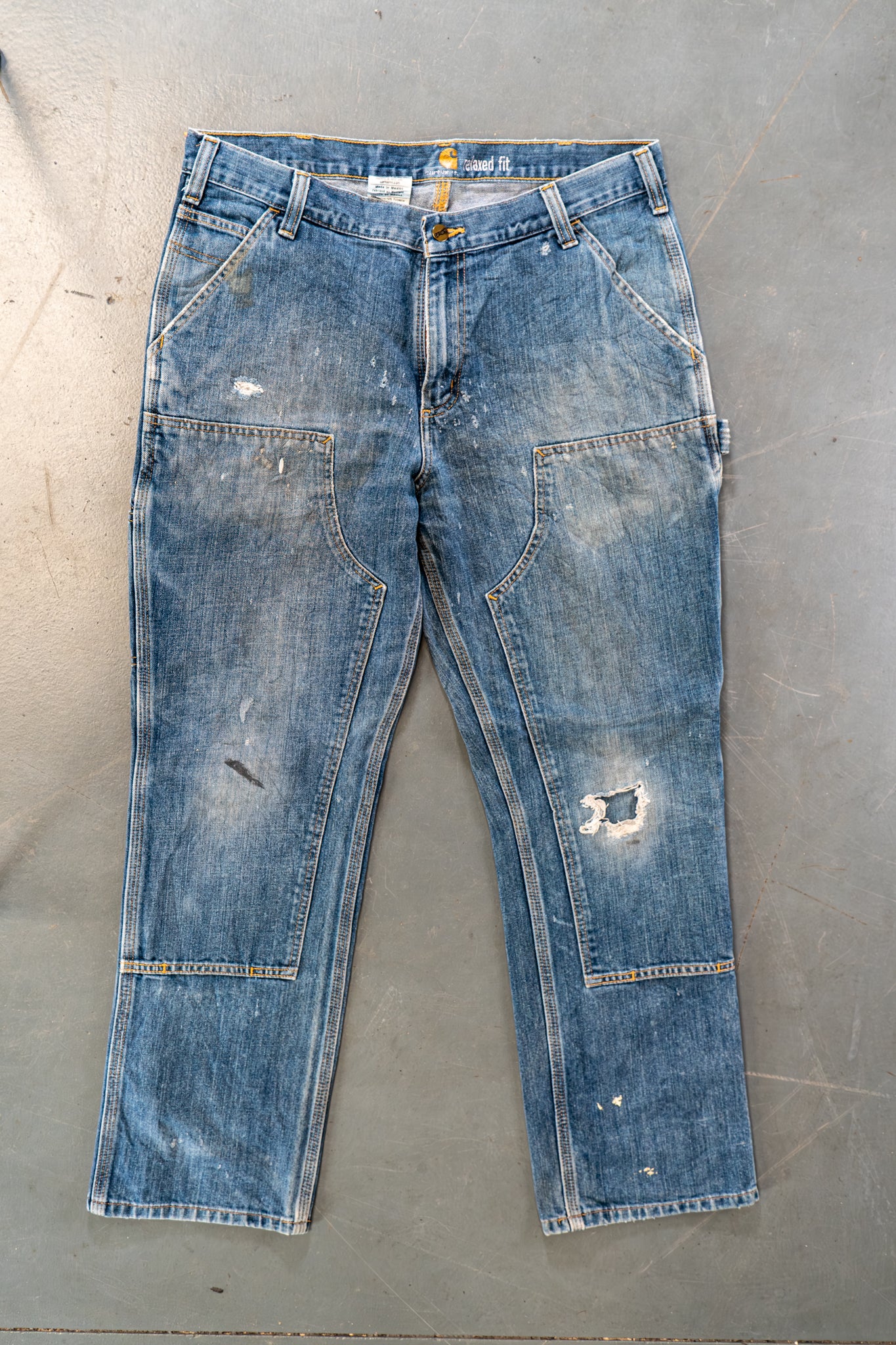 True Vintage Carhartt Carpenter Trousers - Double knee  – Denim, w35,L29 Regular (1990s)