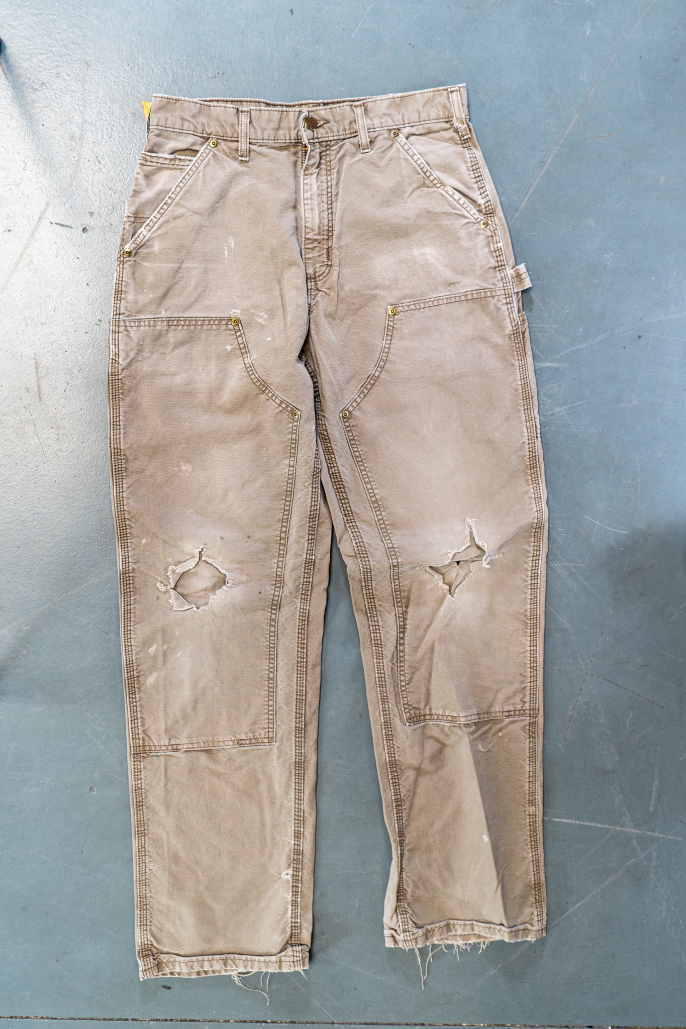 True Vintage Carhartt Carpenter Trousers - Double knee  – Beige, w30,L32 Regular (1990s)