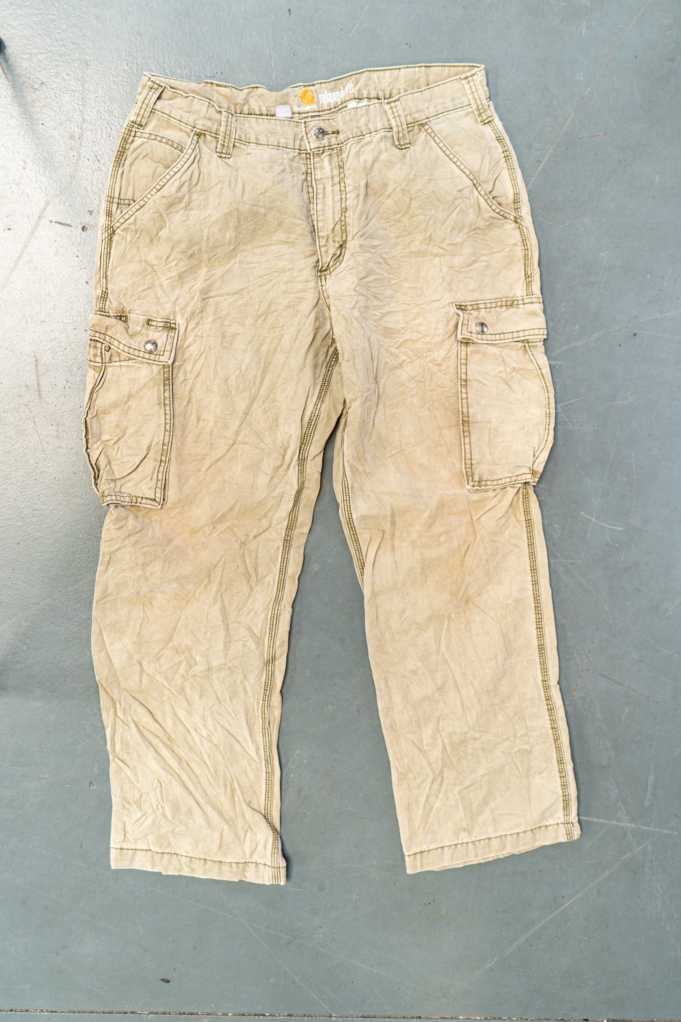 True Vintage Carhartt Carpenter Trousers – Beige, w34,L28 Regular (1990s)