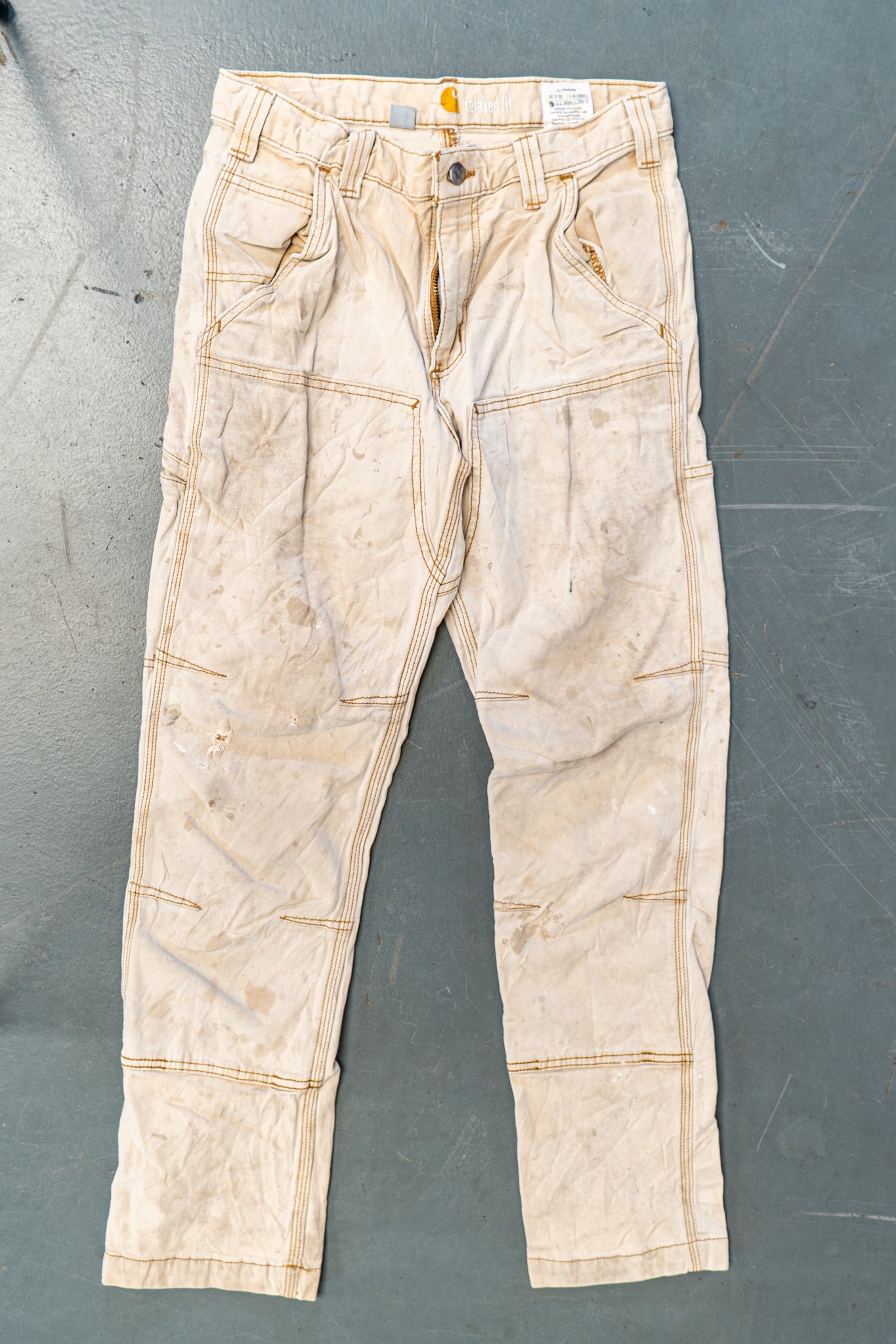 True Vintage Carhartt Carpenter Trousers - Double knee  – Beige, w29,L28 Regular (1990s)