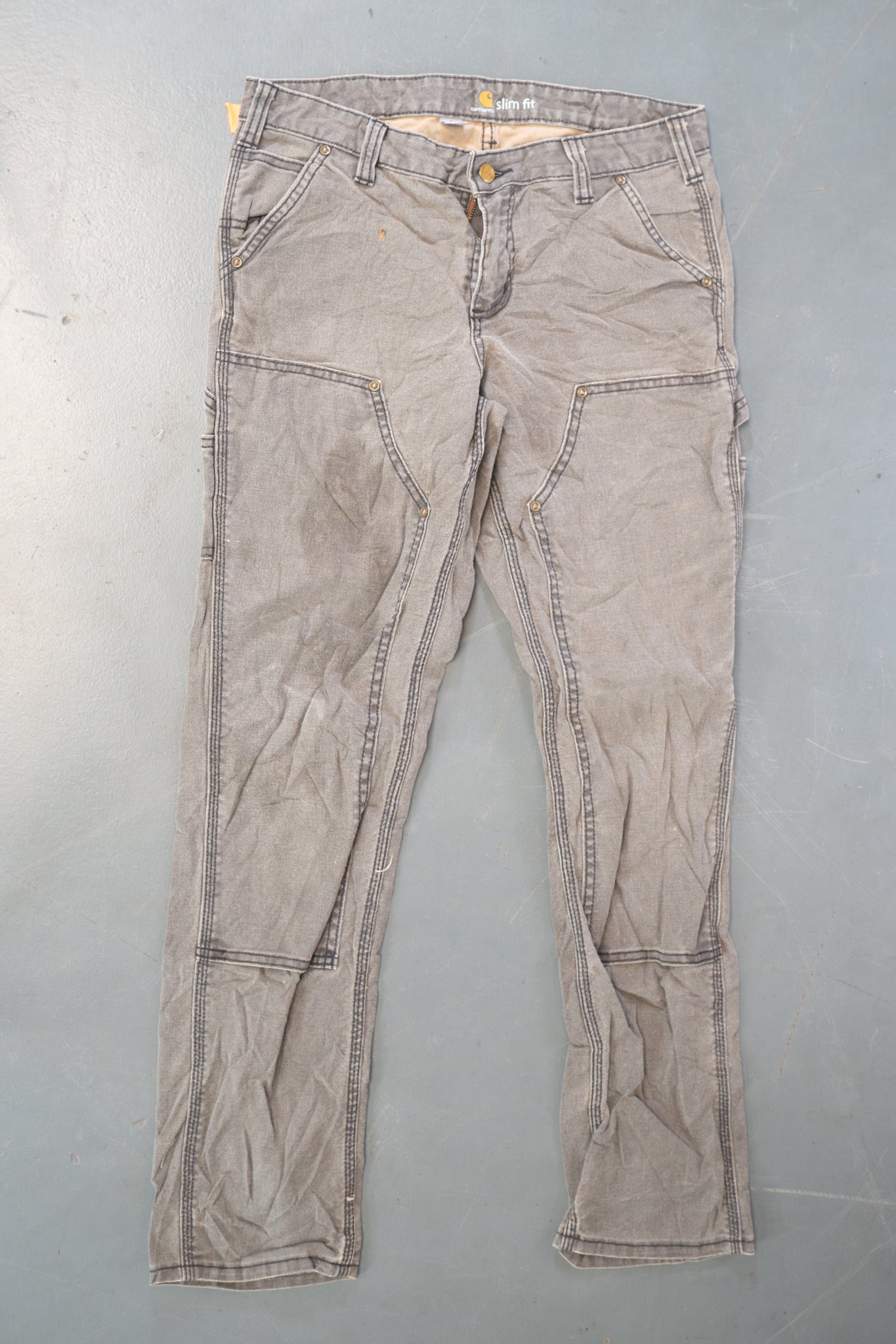 True Vintage Carhartt Carpenter Trousers - Double knee  – Grey, w30,L30 Regular (1990s)