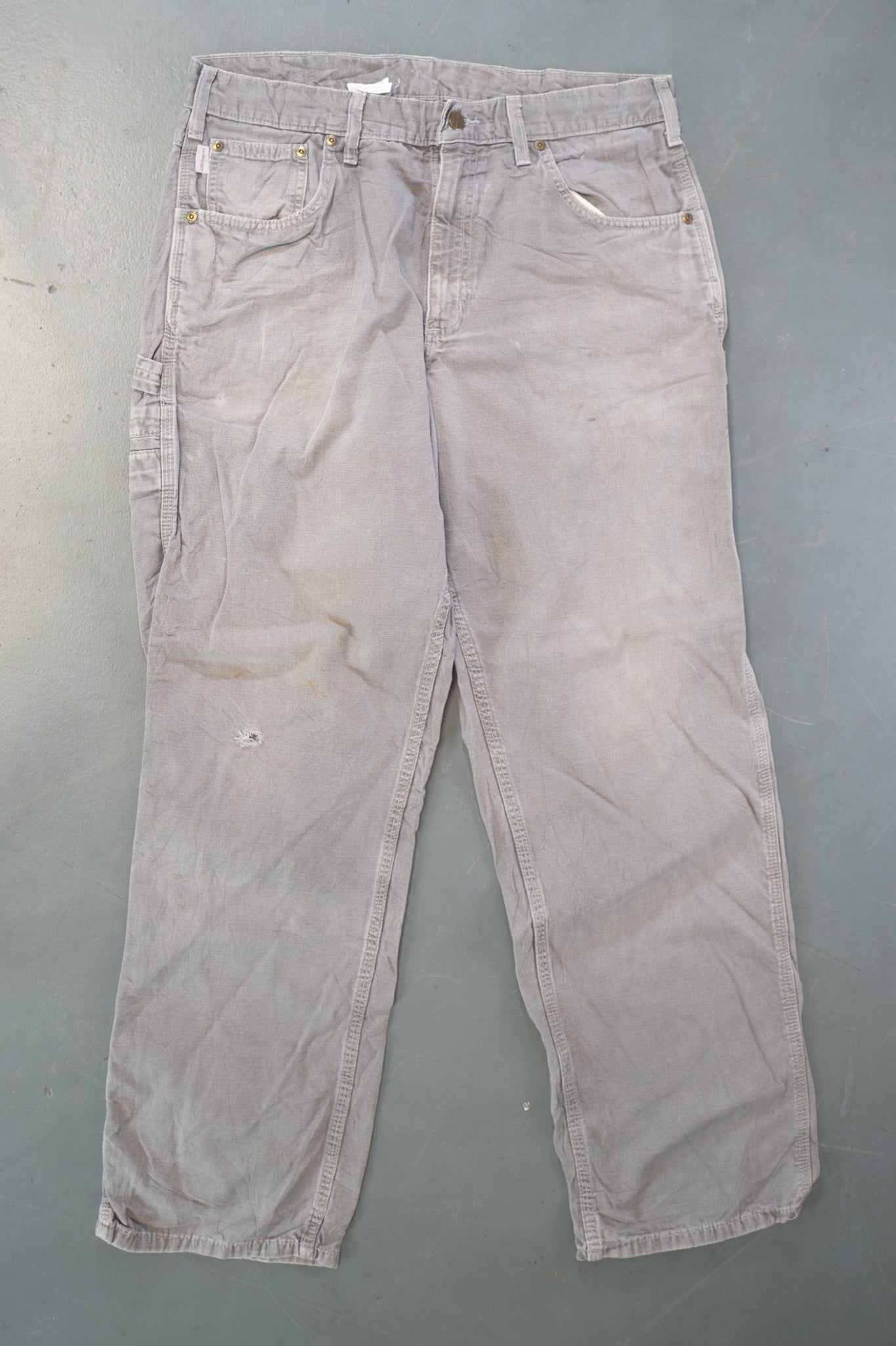 True Vintage Carhartt Carpenter Trousers – Grey, w34,L31 Regular (1990s)