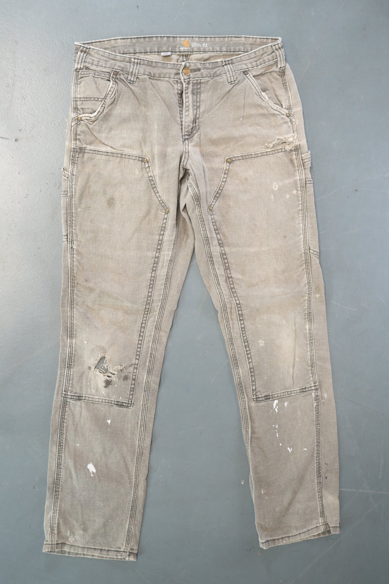 True Vintage Carhartt Carpenter Trousers - Double knee  – Grey, w34,L32 Regular (1990s)
