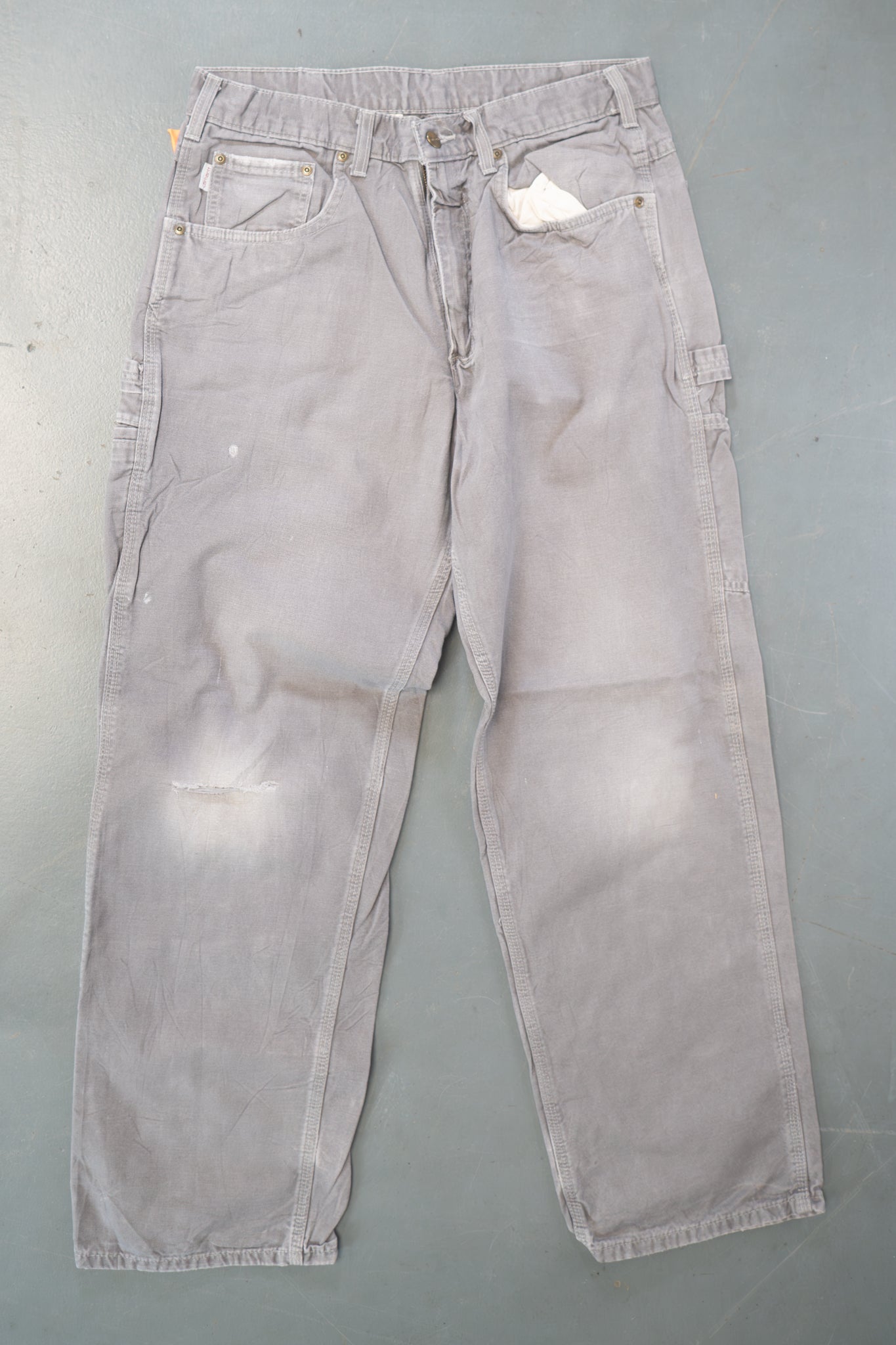 True Vintage Carhartt Carpenter Trousers – Grey, w32,L31 Regular (1990s)