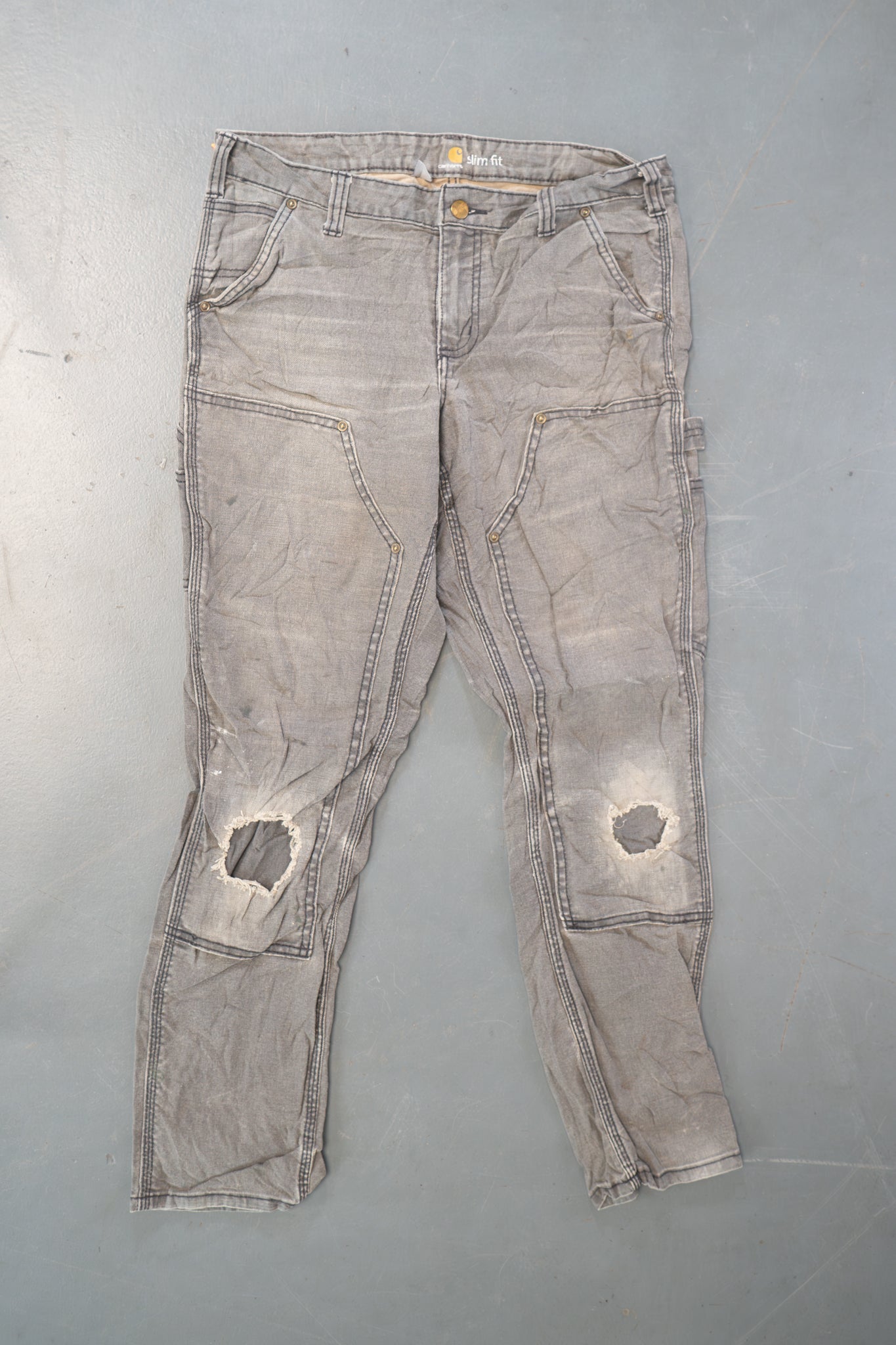 True Vintage Carhartt Carpenter Trousers - Double knee  – Grey, w32,L28 Regular (1990s)