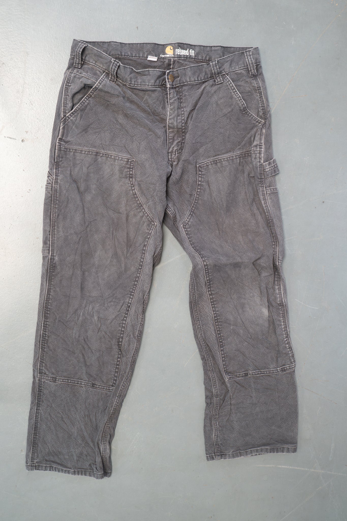 True Vintage Carhartt Carpenter Trousers - Double knee  – Grey, w34,L27 Regular (1990s)