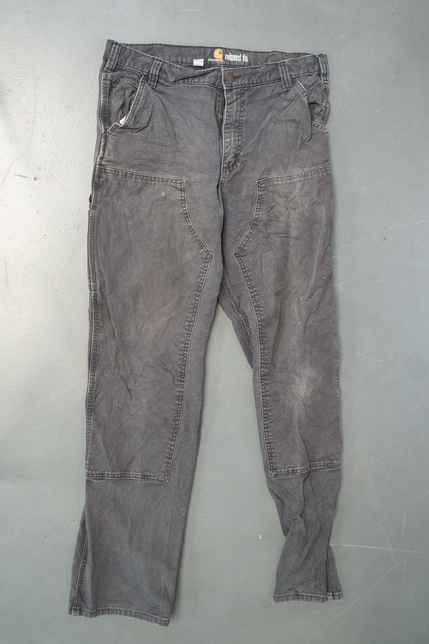 True Vintage Carhartt Carpenter Trousers - Double knee  – Grey, w35,L32 Regular (1990s)