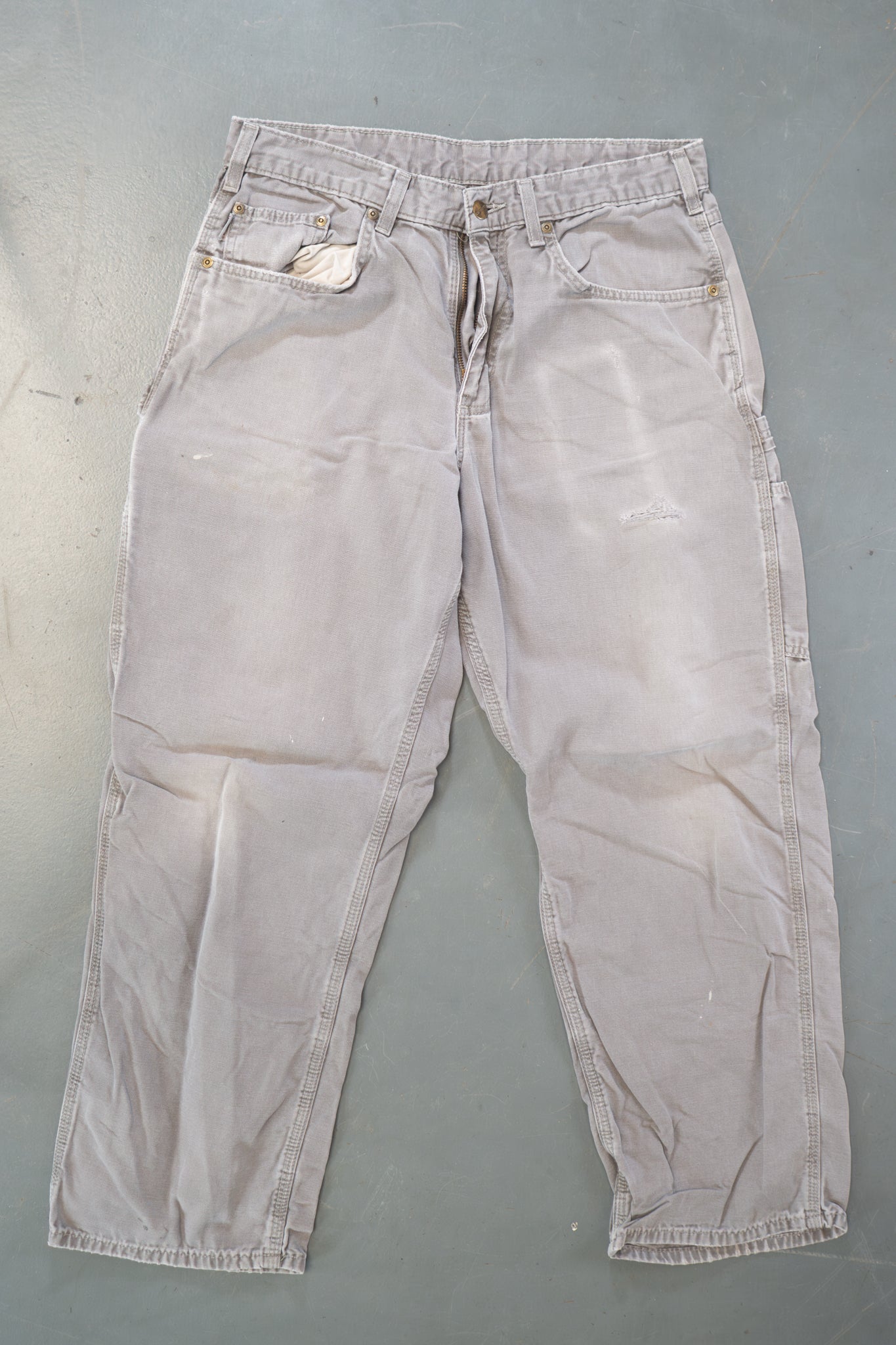 True Vintage Carhartt Carpenter Trousers – Grey, w33,L27 Regular (1990s)