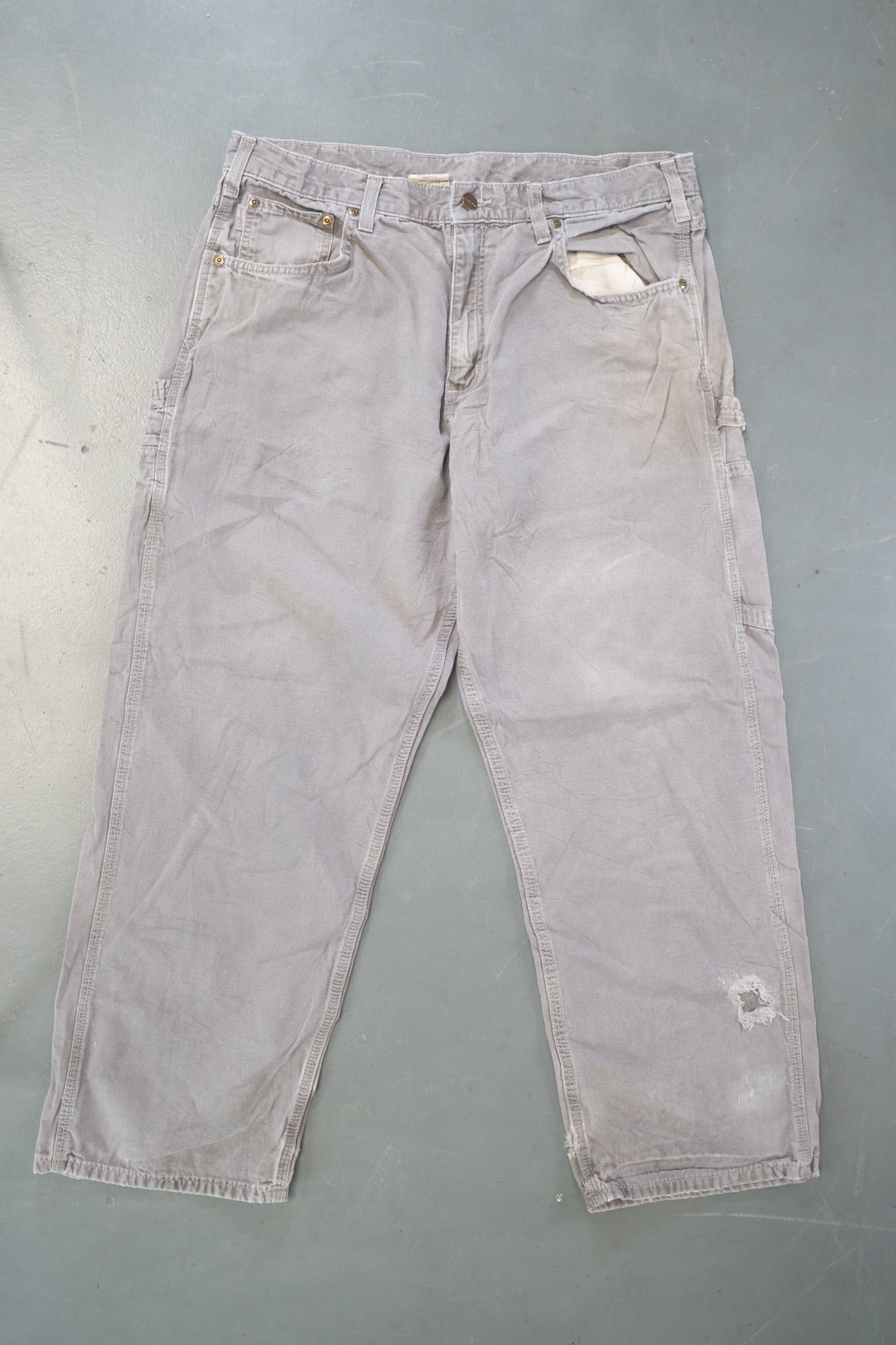 True Vintage Carhartt Carpenter Trousers – Grey, w36,L29 Regular (1990s)