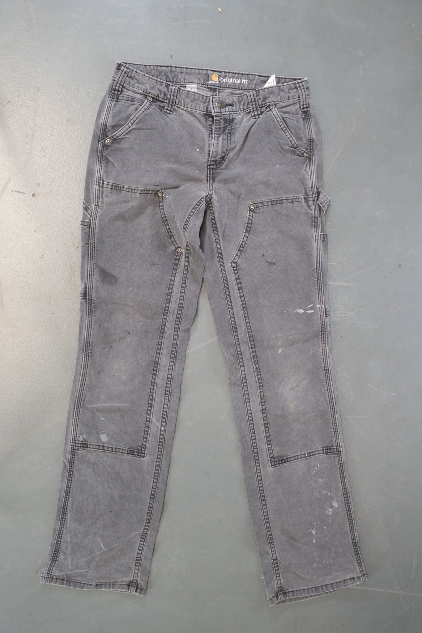 True Vintage Carhartt Carpenter Trousers - Double knee – Grey, w28,L30 Regular (1990s)