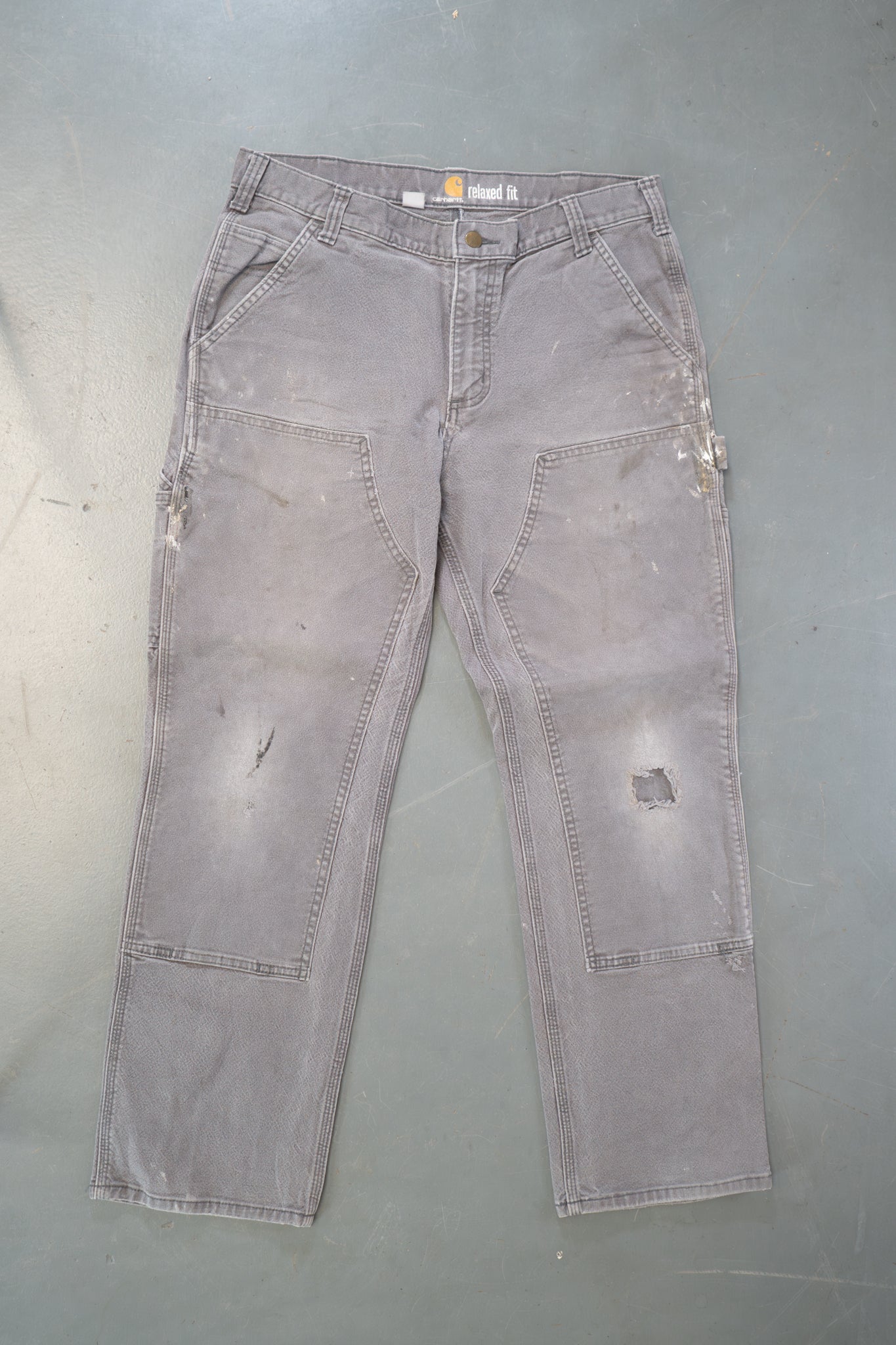 True Vintage Carhartt Carpenter Trousers - Double knee – Grey, w32,L28 Regular (1990s)