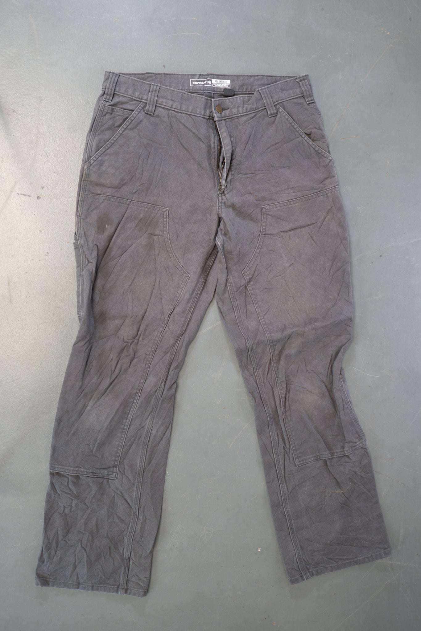 True Vintage Carhartt Carpenter Trousers - Double knee  – Grey, w33,L30 Regular (1990s)