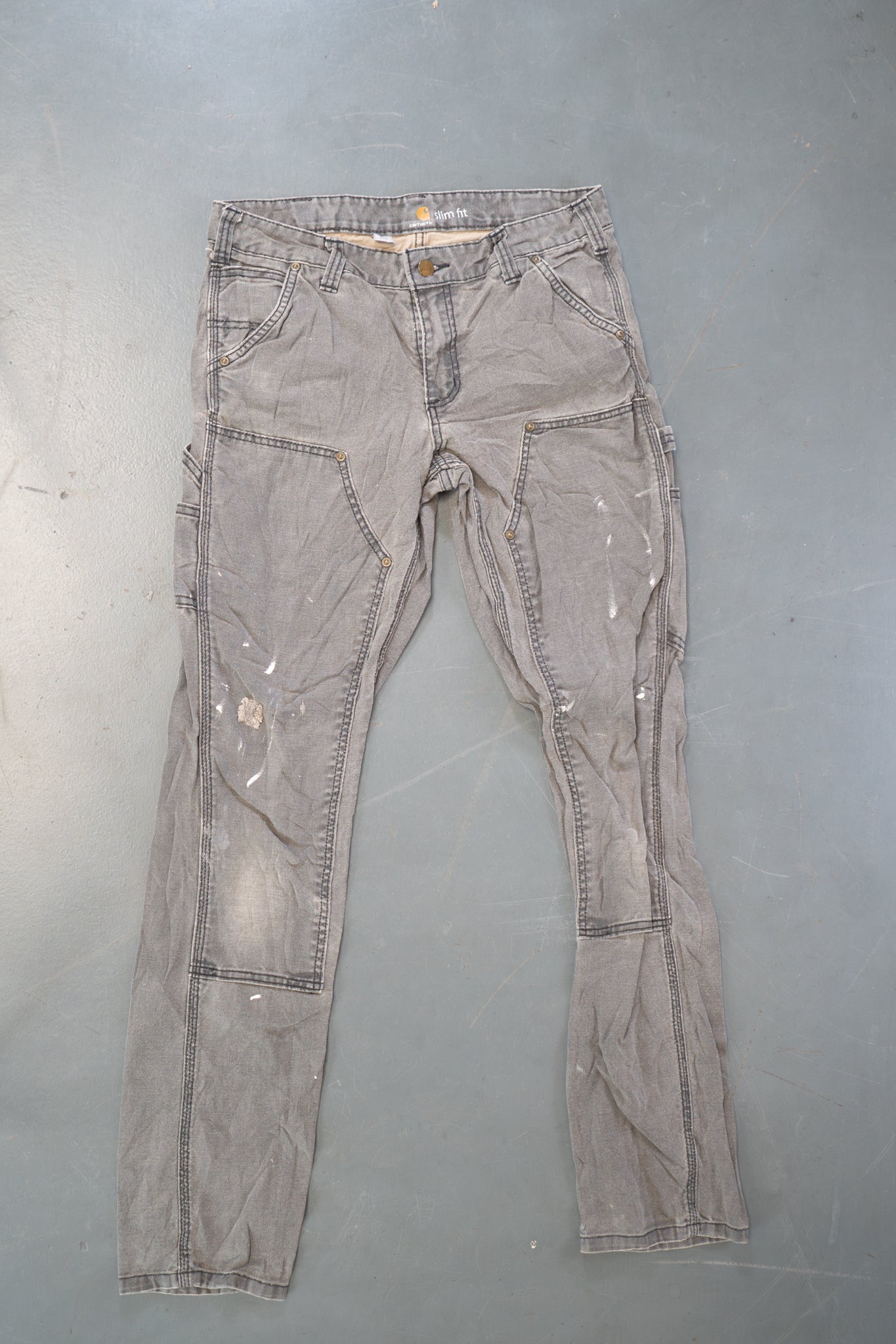 True Vintage Carhartt Carpenter Trousers - Double knee  – Grey, w30,L31 Regular (1990s)