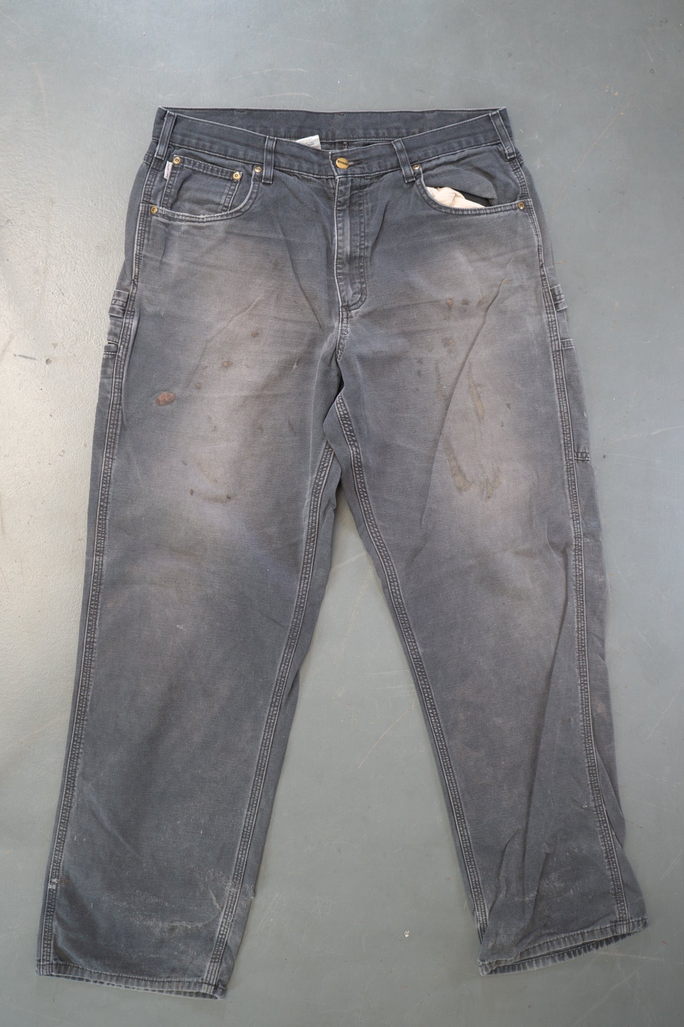 True Vintage Carhartt Carpenter Trousers – Grey, w34,L32 Regular (1990s)