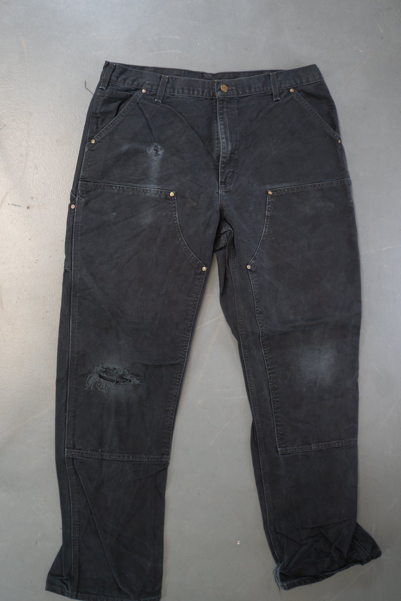 True Vintage Carhartt Carpenter Trousers - Double knee  – Black, w37,L32 Regular (1990s)