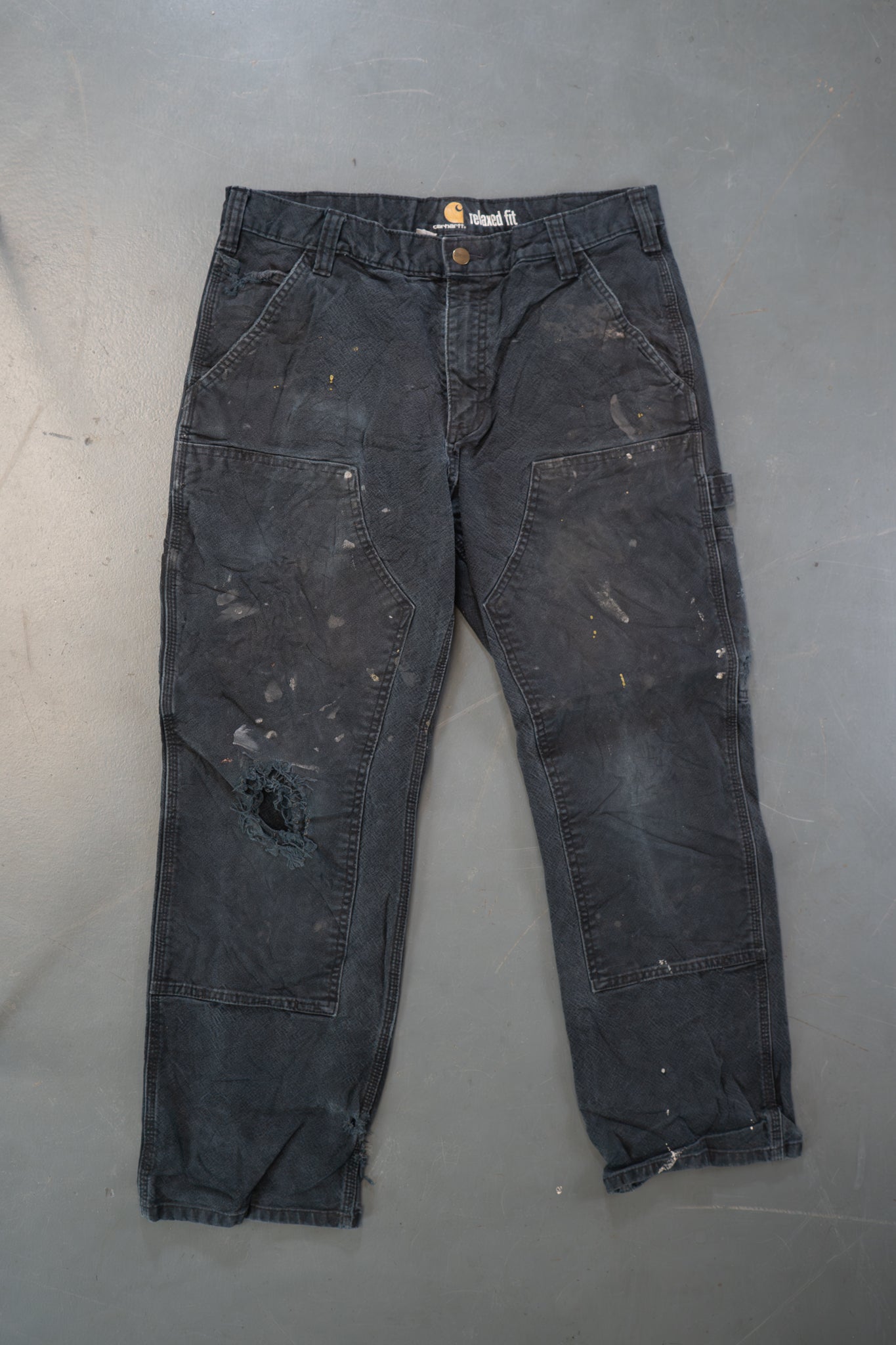 True Vintage Carhartt Carpenter Trousers - Double knee  - Double knee  – Black, w33,L27 Regular (1990s)