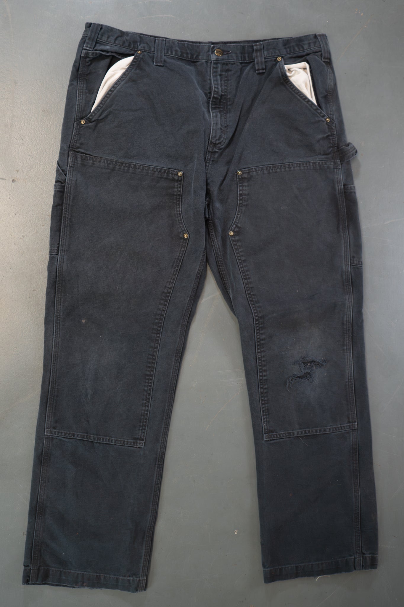 True Vintage Carhartt Carpenter Trousers - Double knee  – Black, w40,L32 Regular (1990s)