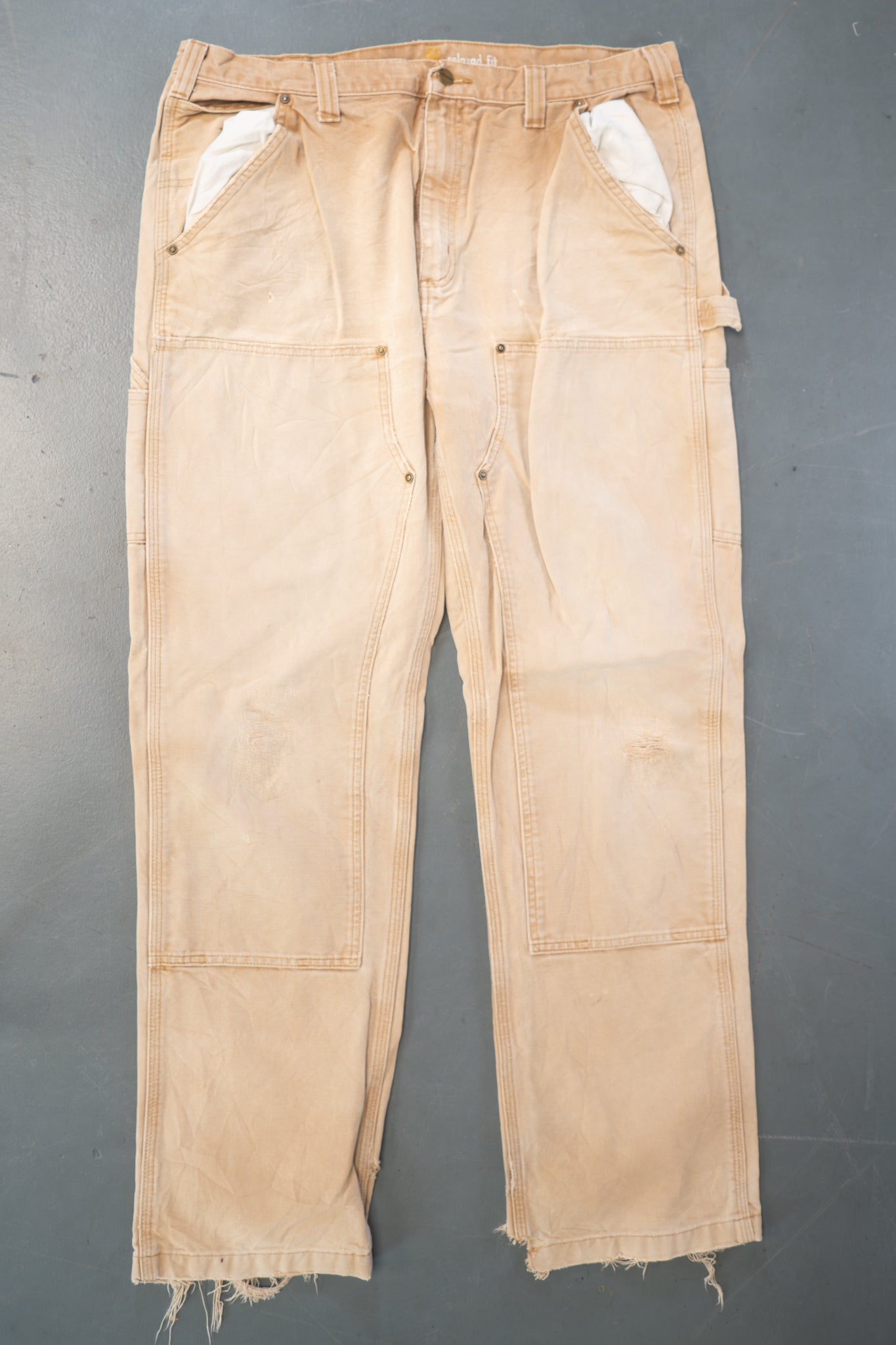 True Vintage Carhartt Carpenter Trousers - Double knee  – Tan, w37,L33 Regular (1990s)