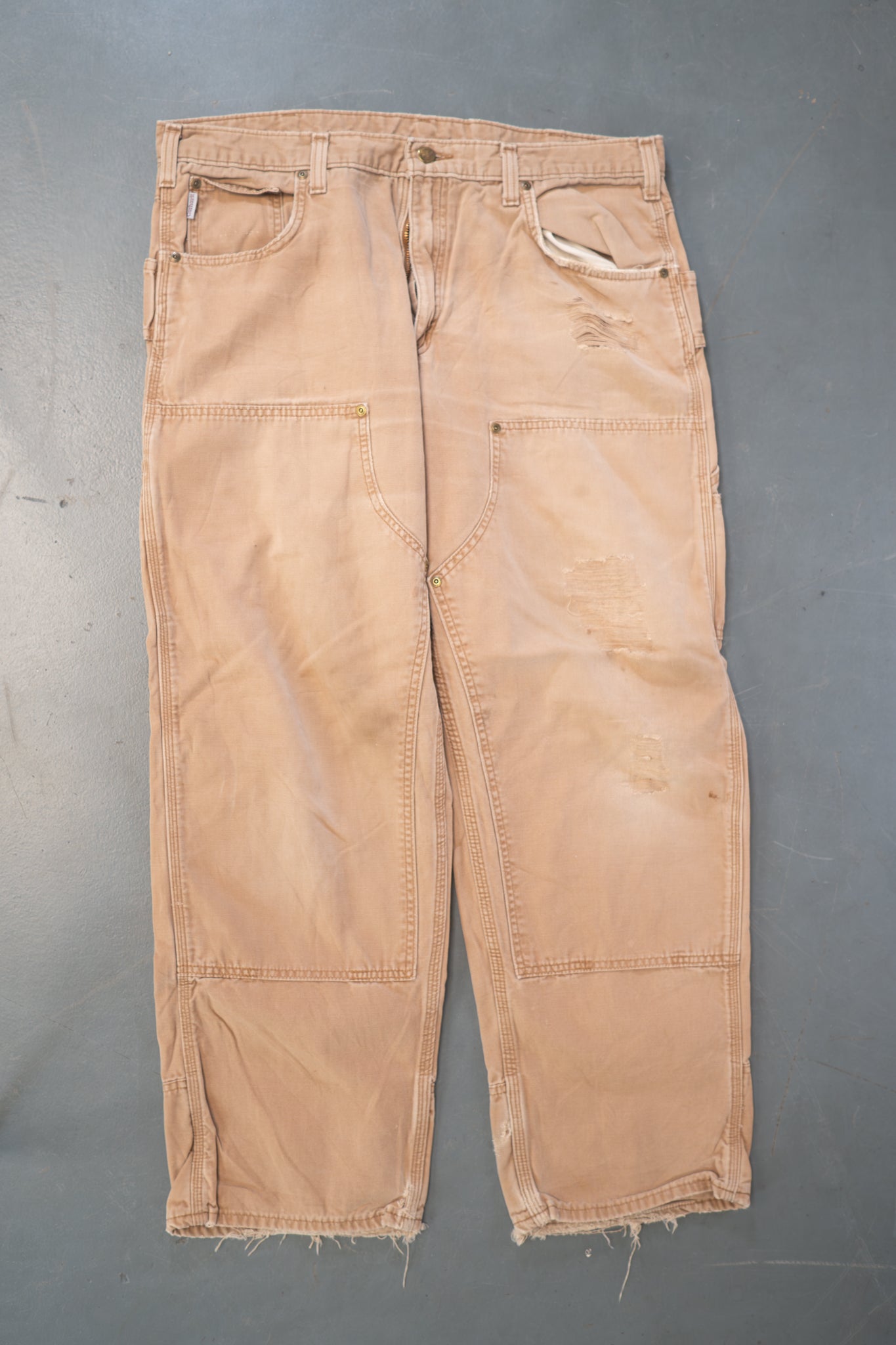 True Vintage Carhartt Carpenter Trousers - Double knee  – Tan, w37,L29 Regular (1990s)