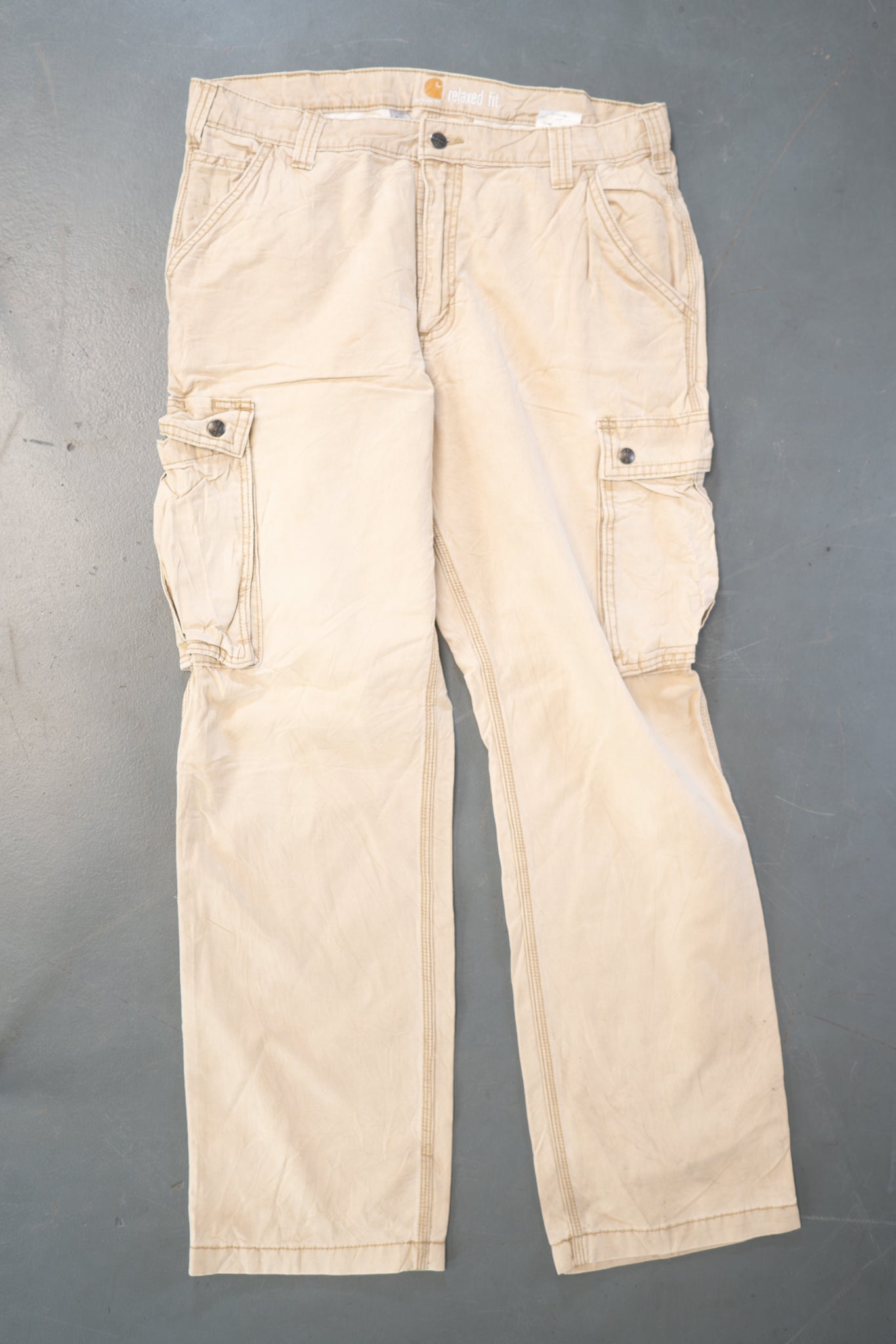 True Vintage Carhartt Carpenter Trousers – Tan, w35,L32 Regular (1990s)