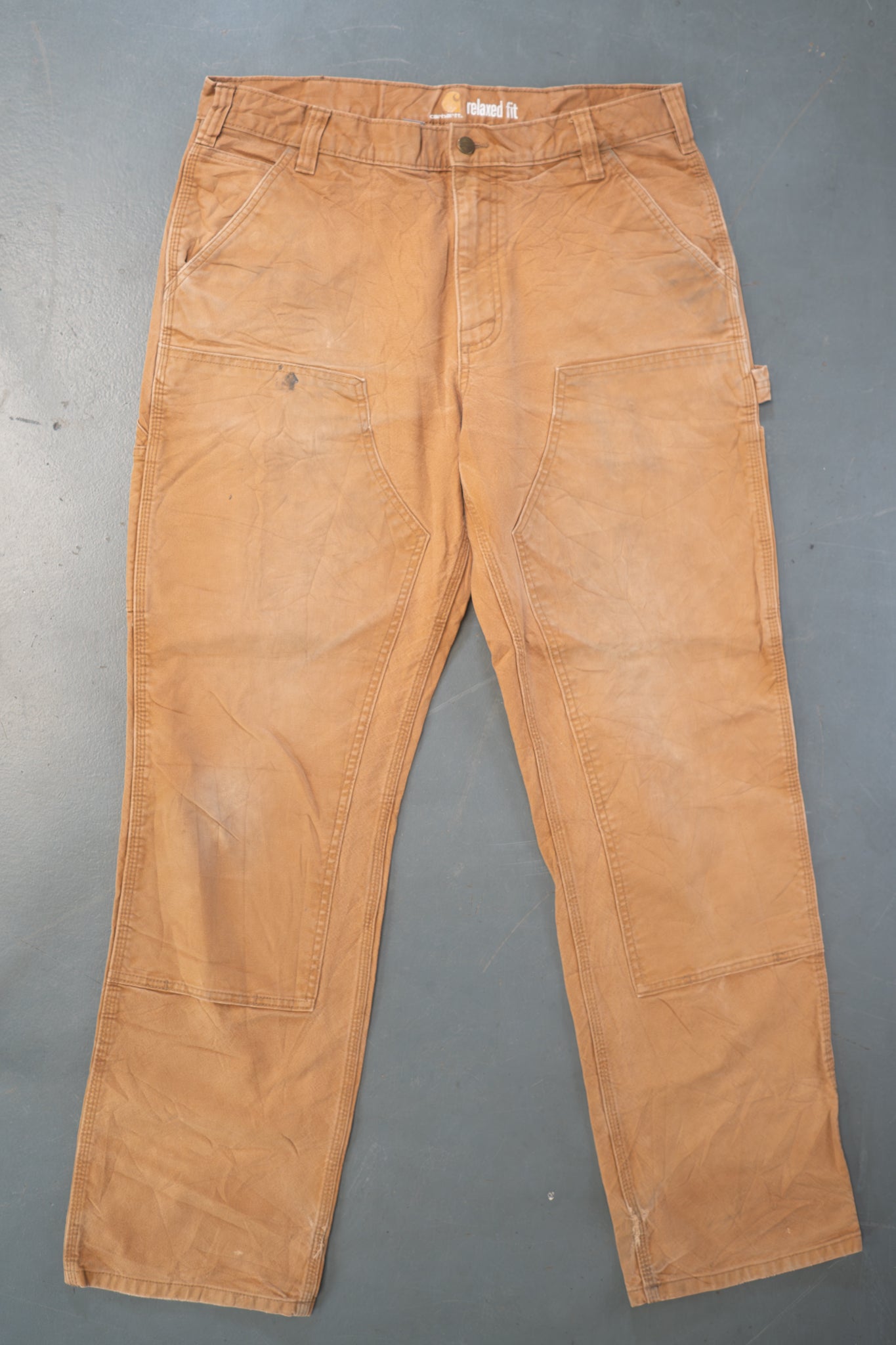 True Vintage Carhartt Carpenter Trousers - Double knee  – Tan, w35,L33 Regular (1990s)