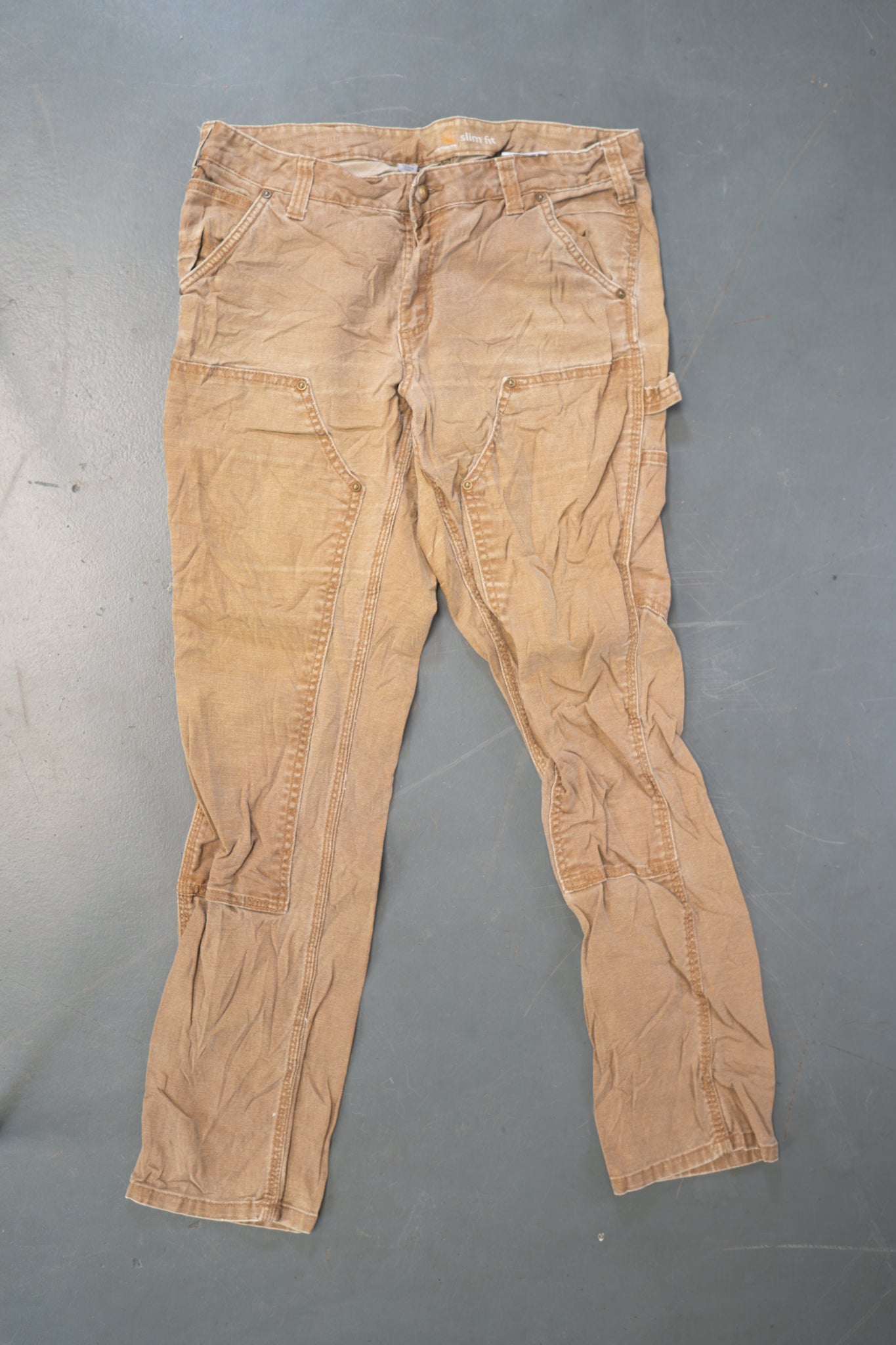 True Vintage Carhartt Carpenter Trousers - Double knee – Tan, w32,L30 Regular (1990s)