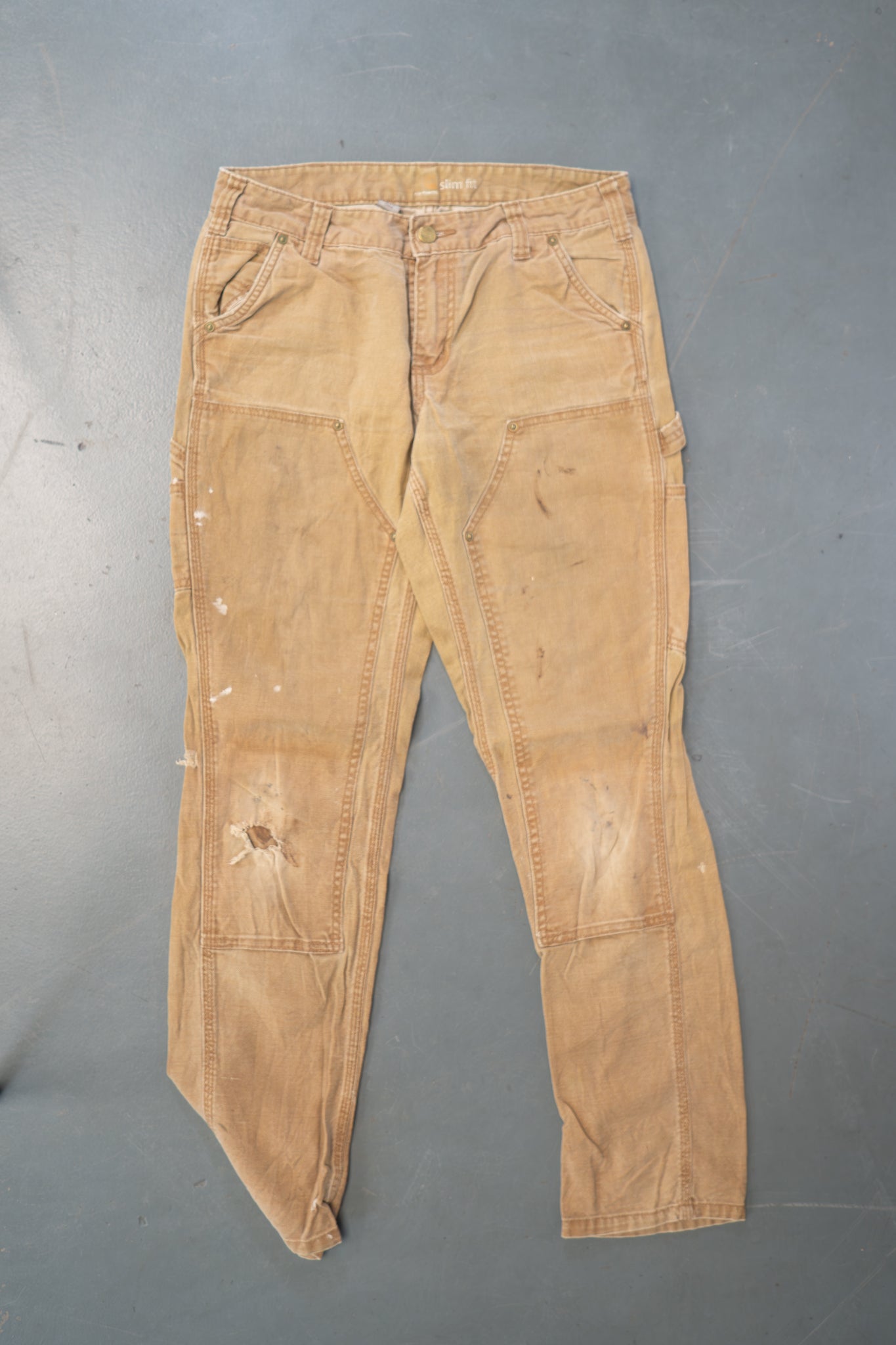 True Vintage Carhartt Carpenter Trousers - Double knee – Tan, w30,L30 Regular (1990s)