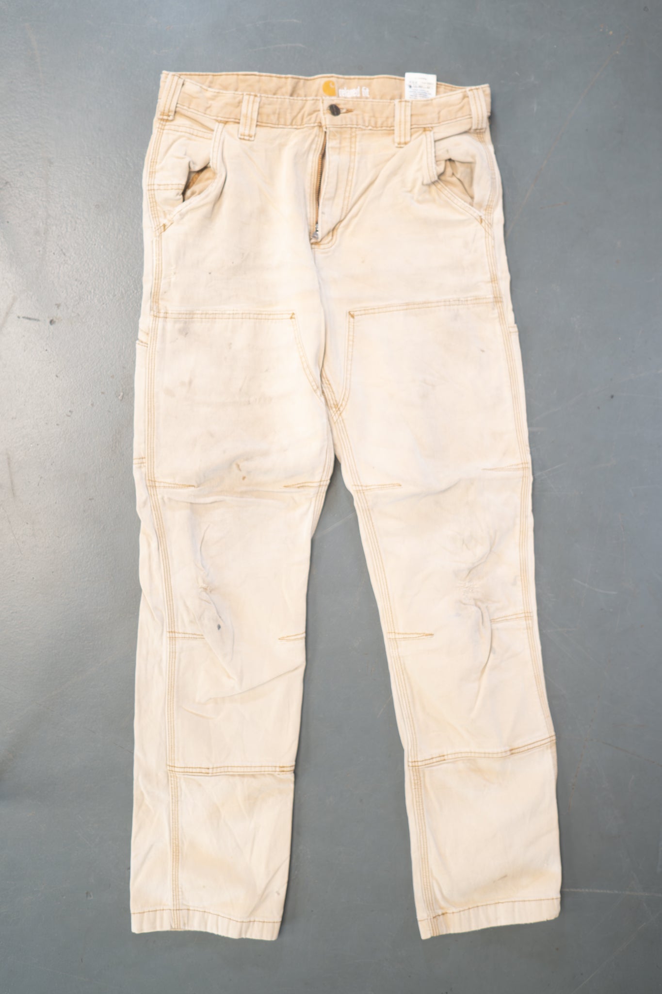 True Vintage Carhartt Carpenter Trousers - Double knee – Tan, w32,L31 Regular (1990s)