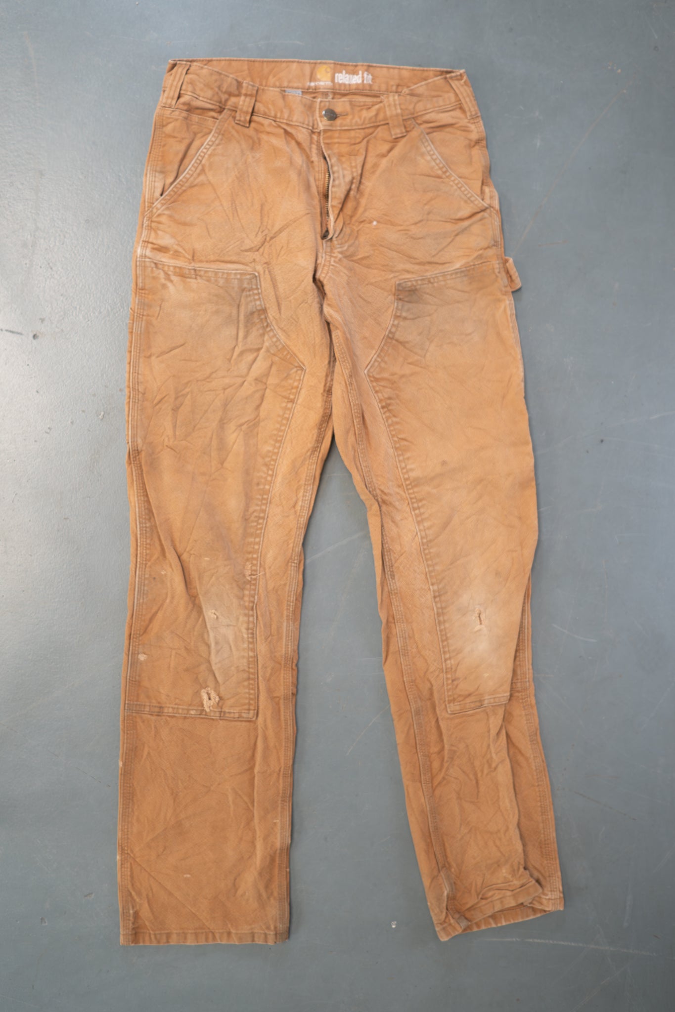 True Vintage Carhartt Carpenter Trousers - Double knee  – Tan, w29,L31 Regular (1990s)