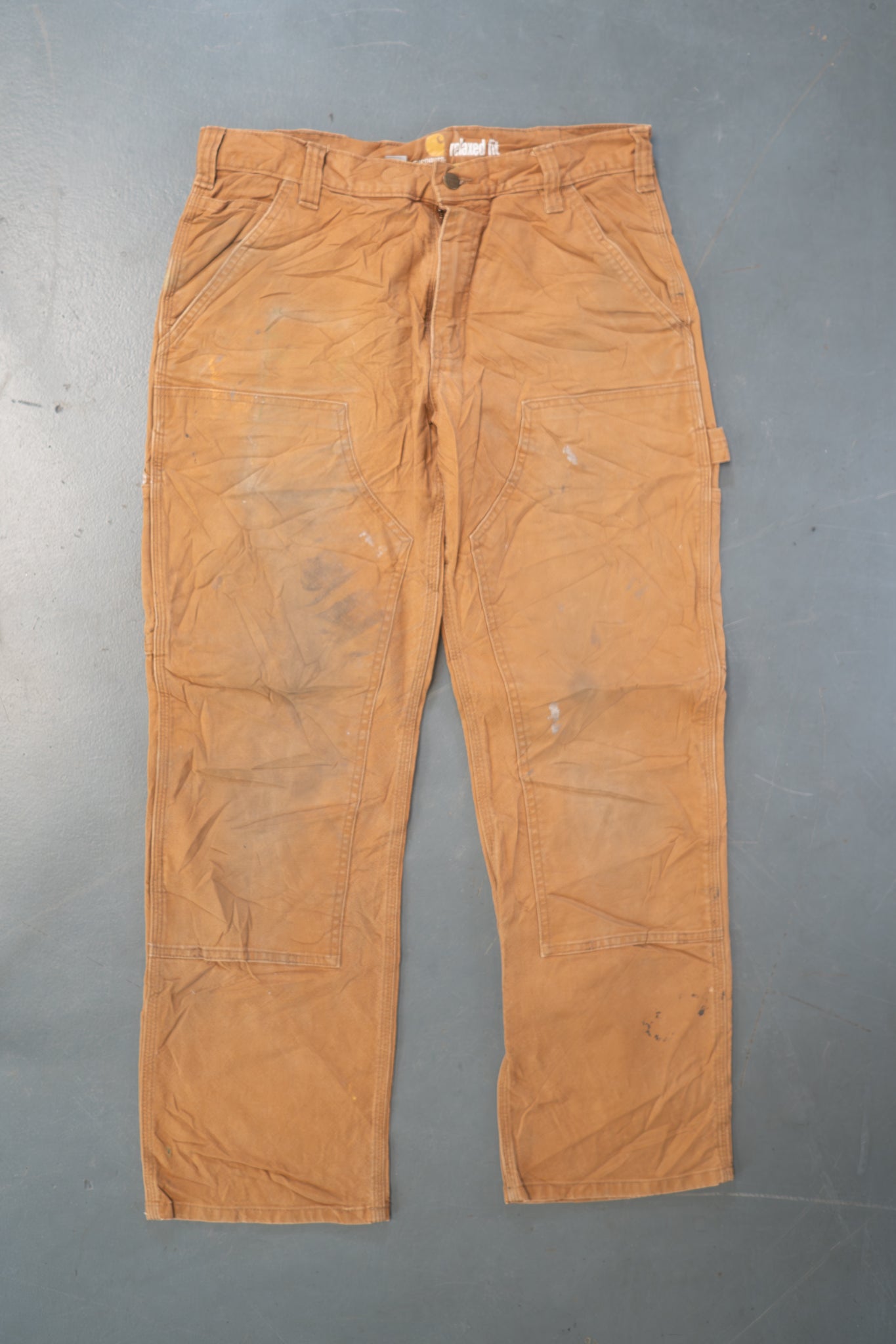 True Vintage Carhartt Carpenter Trousers - Double knee – Tan, w32,L29 Regular (1990s)