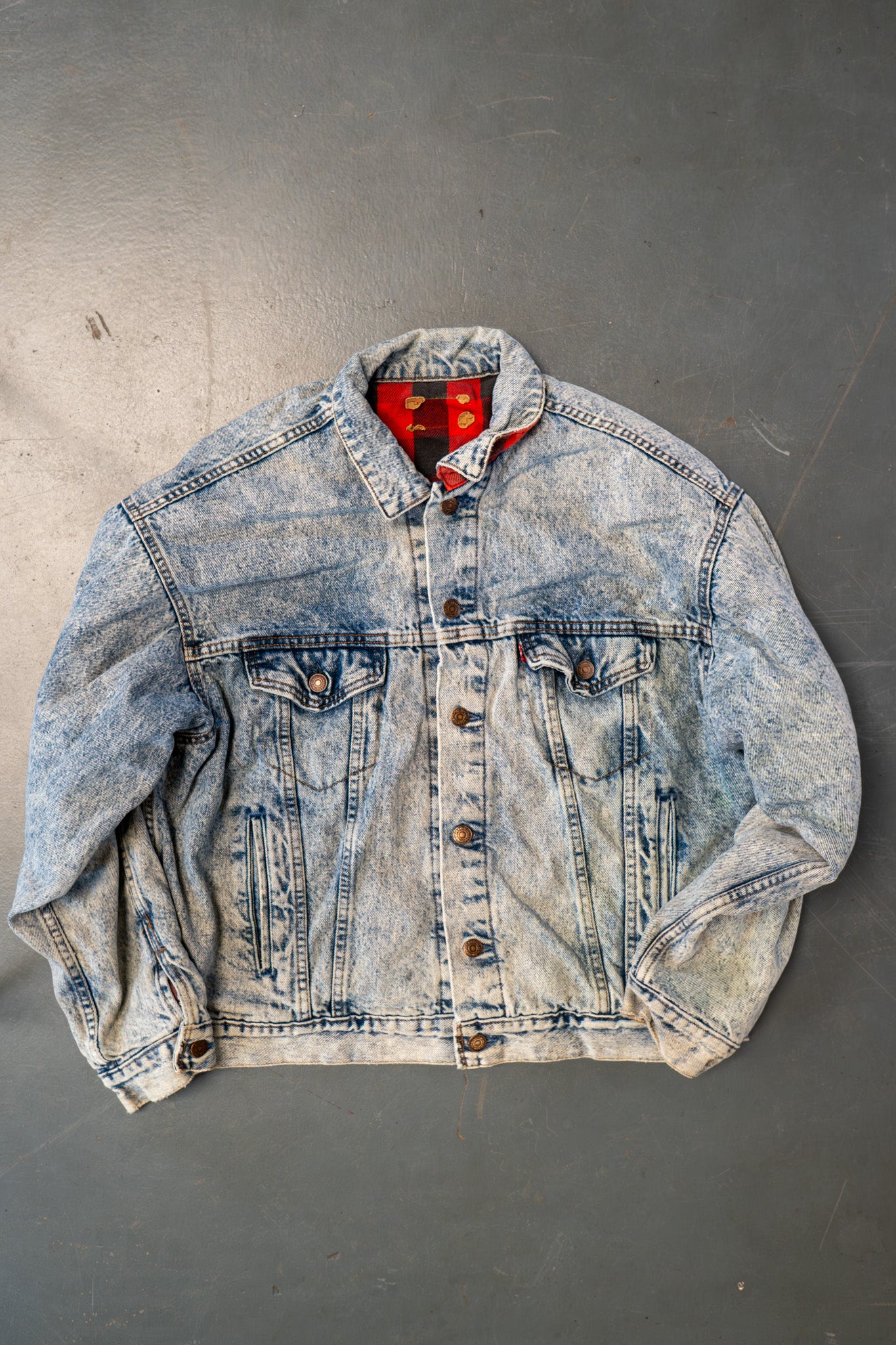 Vintage Levi's Checked Blanket Lined Denim Jacket - XXL