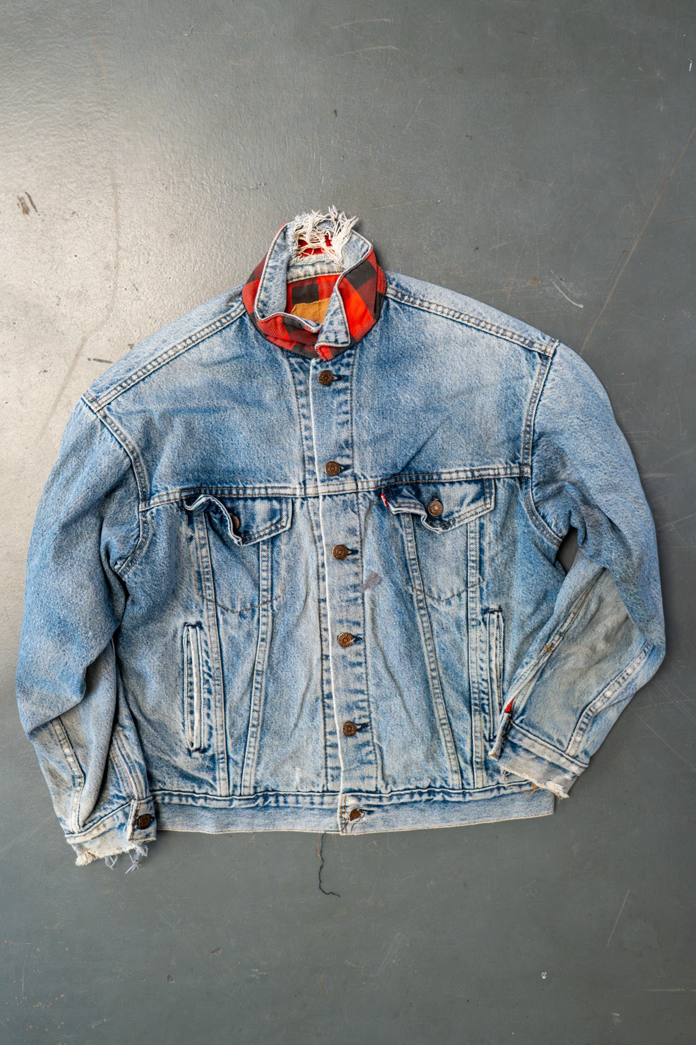 Vintage Levi's Checked Blanket Lined Denim Jacket - XL