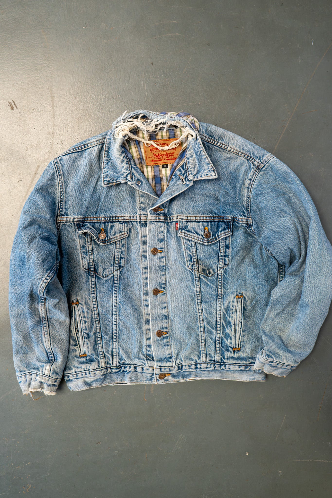 Vintage Levi's Checked Blanket Lined Denim Jacket - XXL