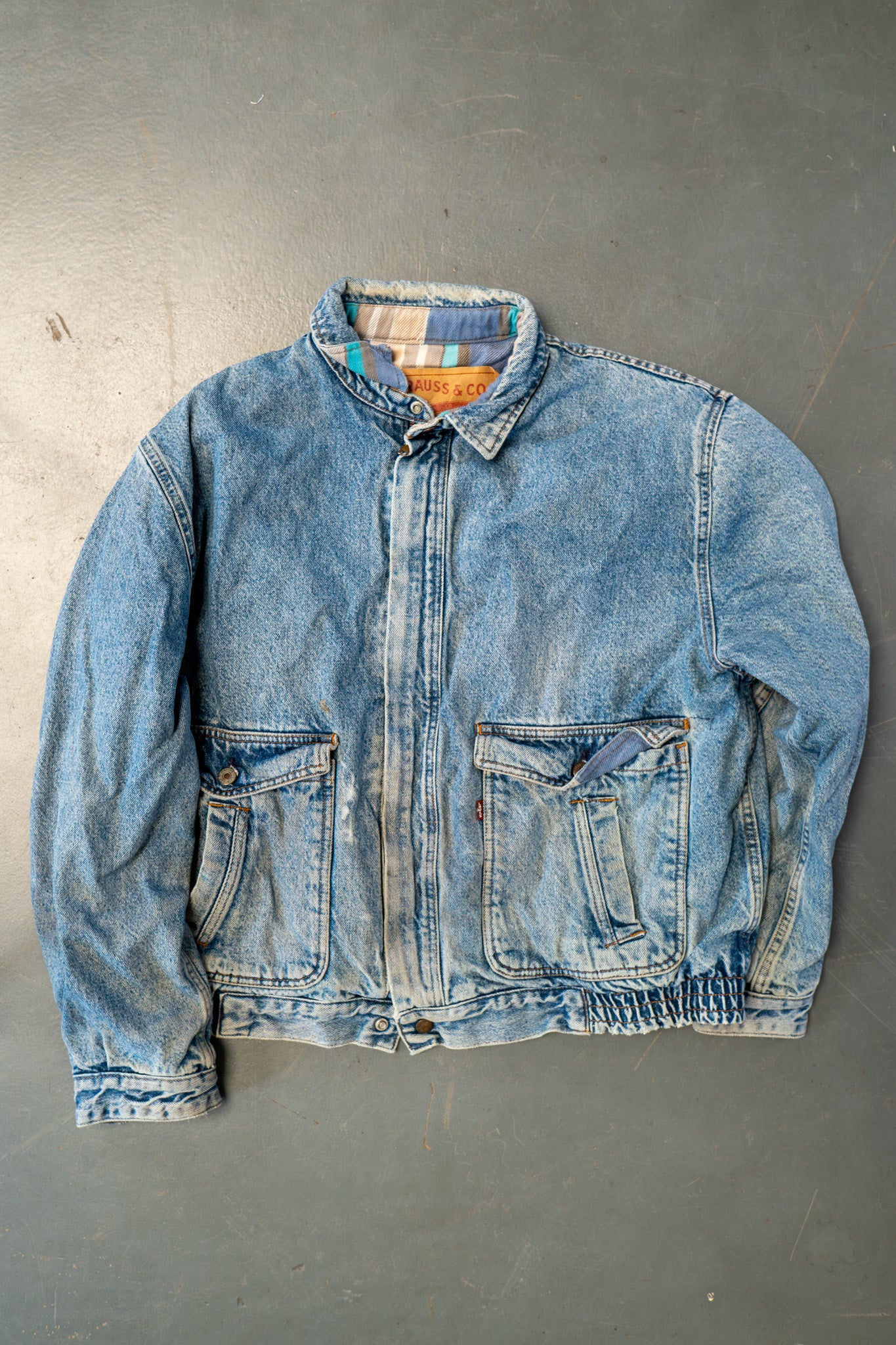 Vintage Levi's Checked Blanket Lined Denim Jacket - XXL