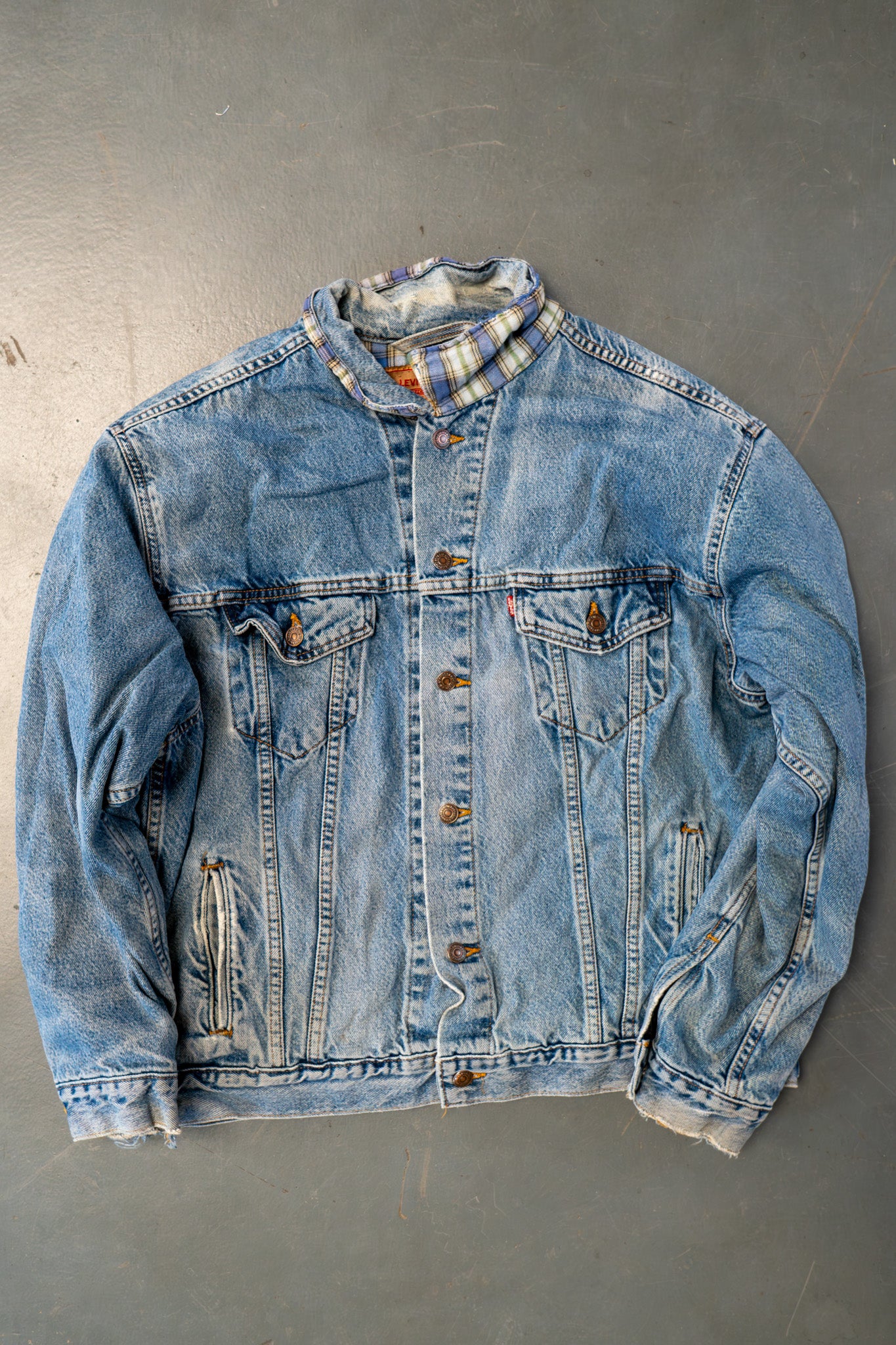 Vintage Levi's Checked Blanket Lined Denim Jacket - XXL