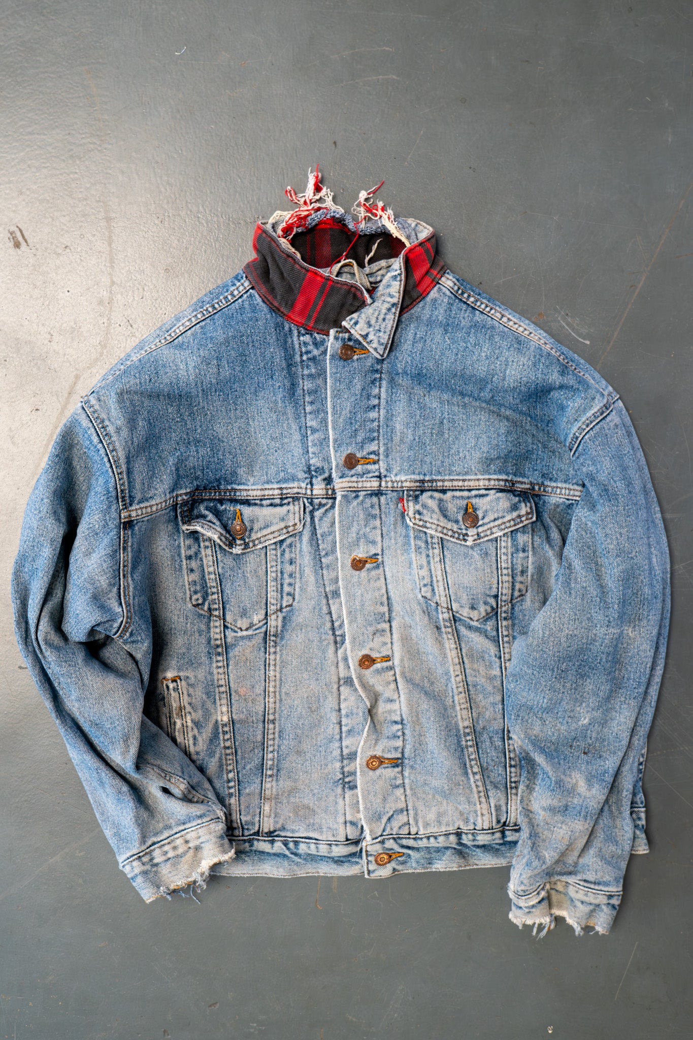 Vintage Levi's Checked Blanket Lined Denim Jacket - XXL