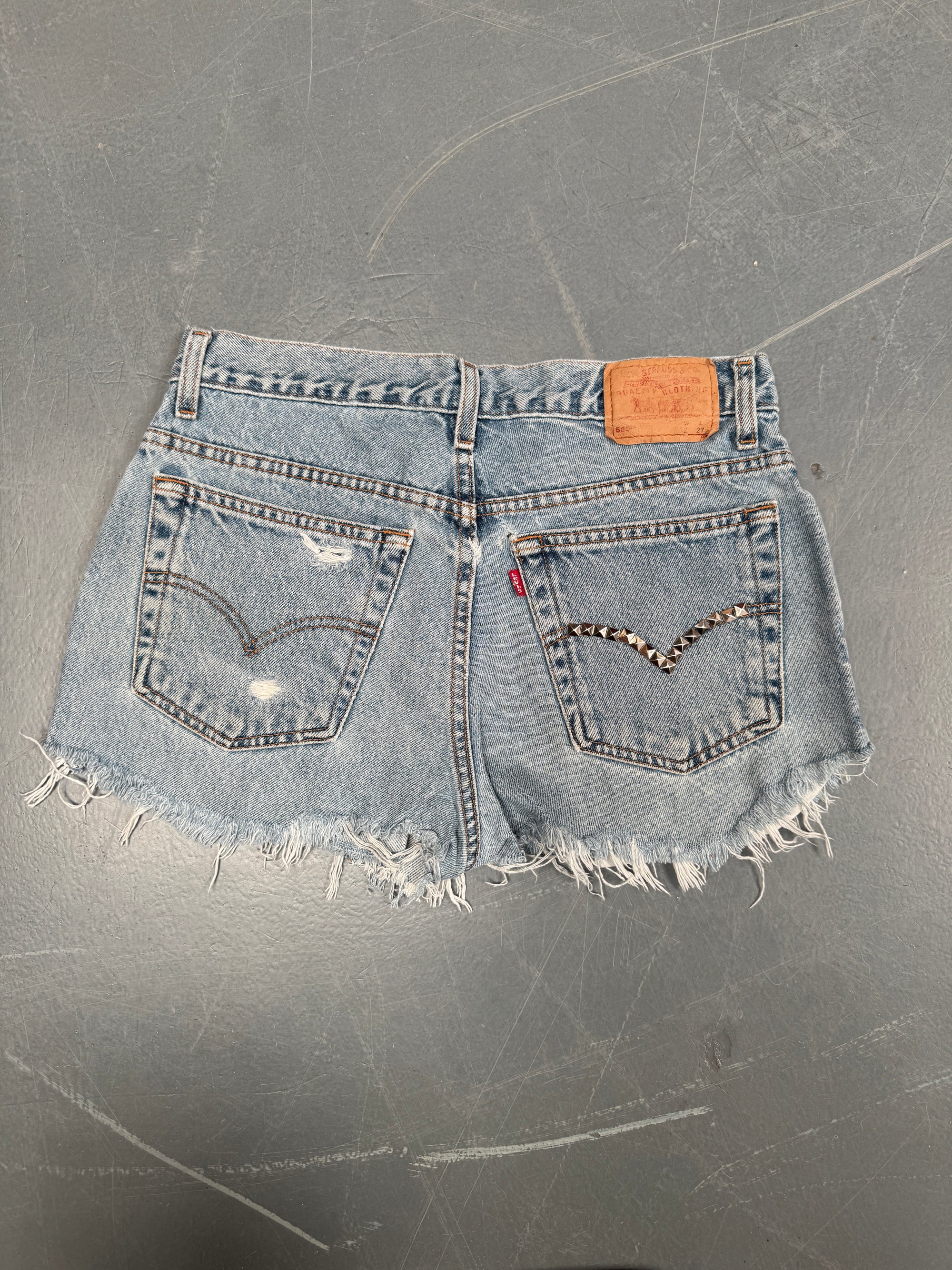 Vintage Ladies Levis Cut Off Denim Shorts - 90s Made - W 30 - SH15