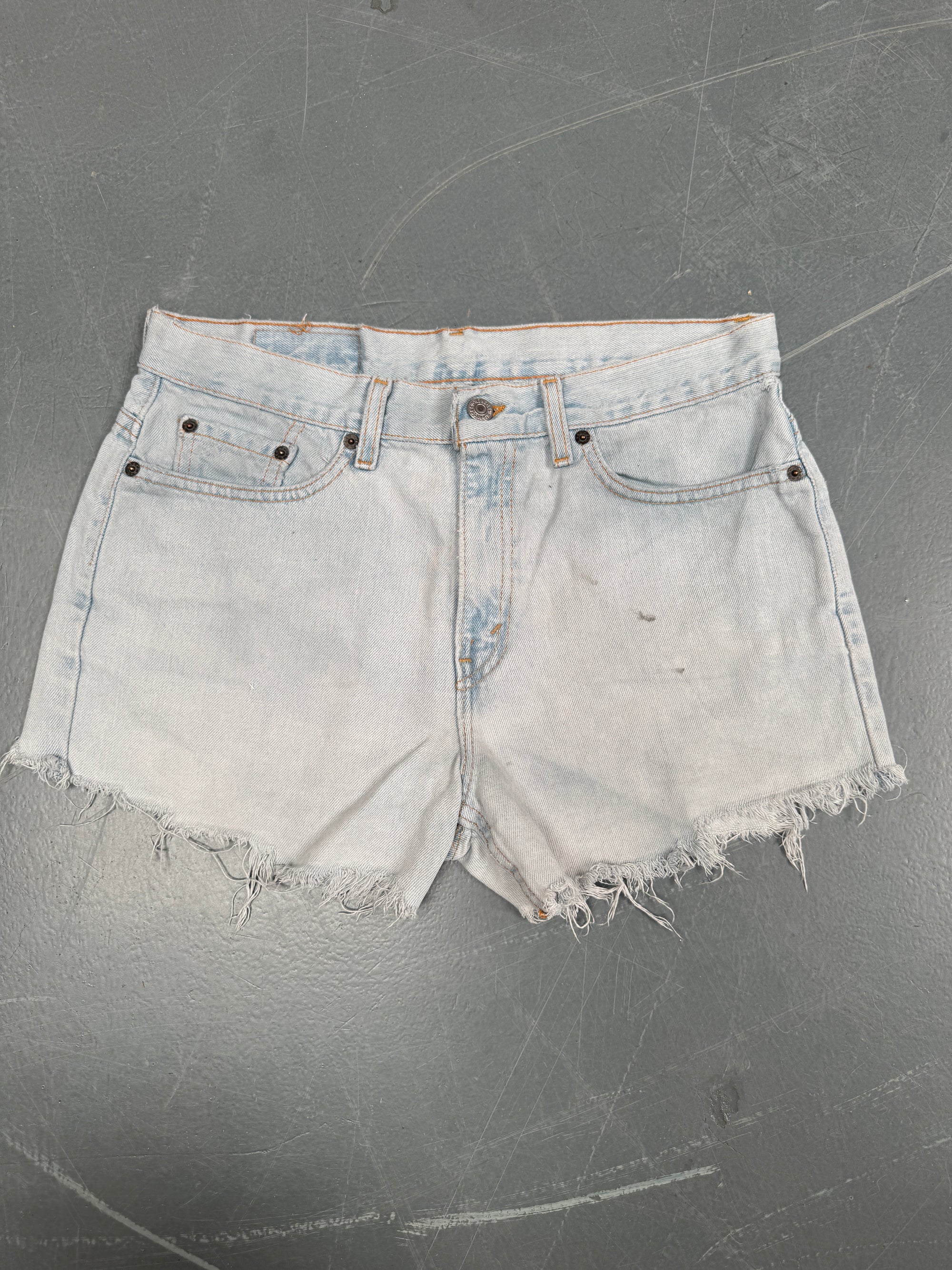 Vintage Ladies Levis Cut Off Denim Shorts - 90s Made - W 31 - SH16