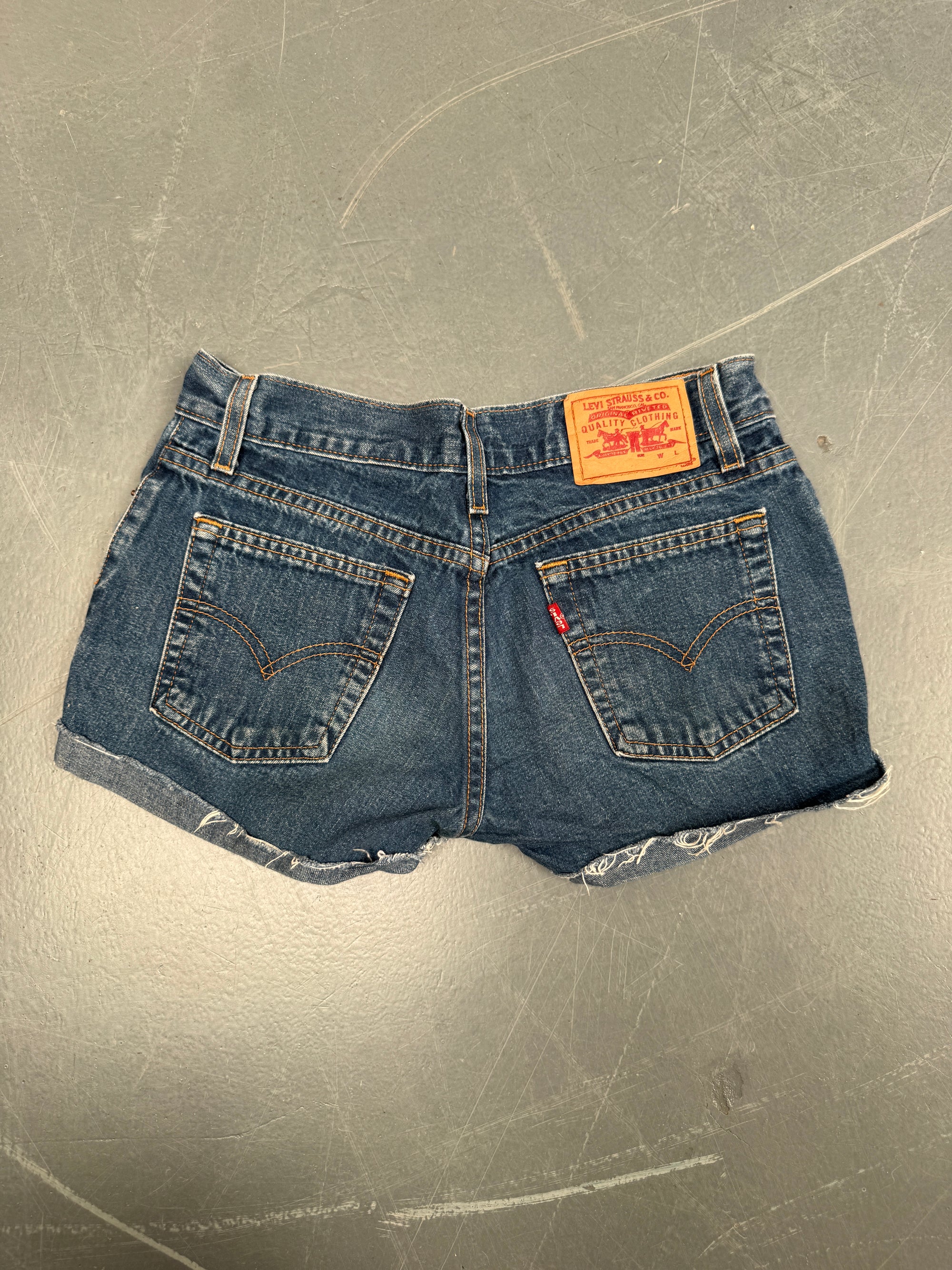 Vintage Ladies Levis Cut Off Denim Shorts - 90s Made - W 26 - SH54