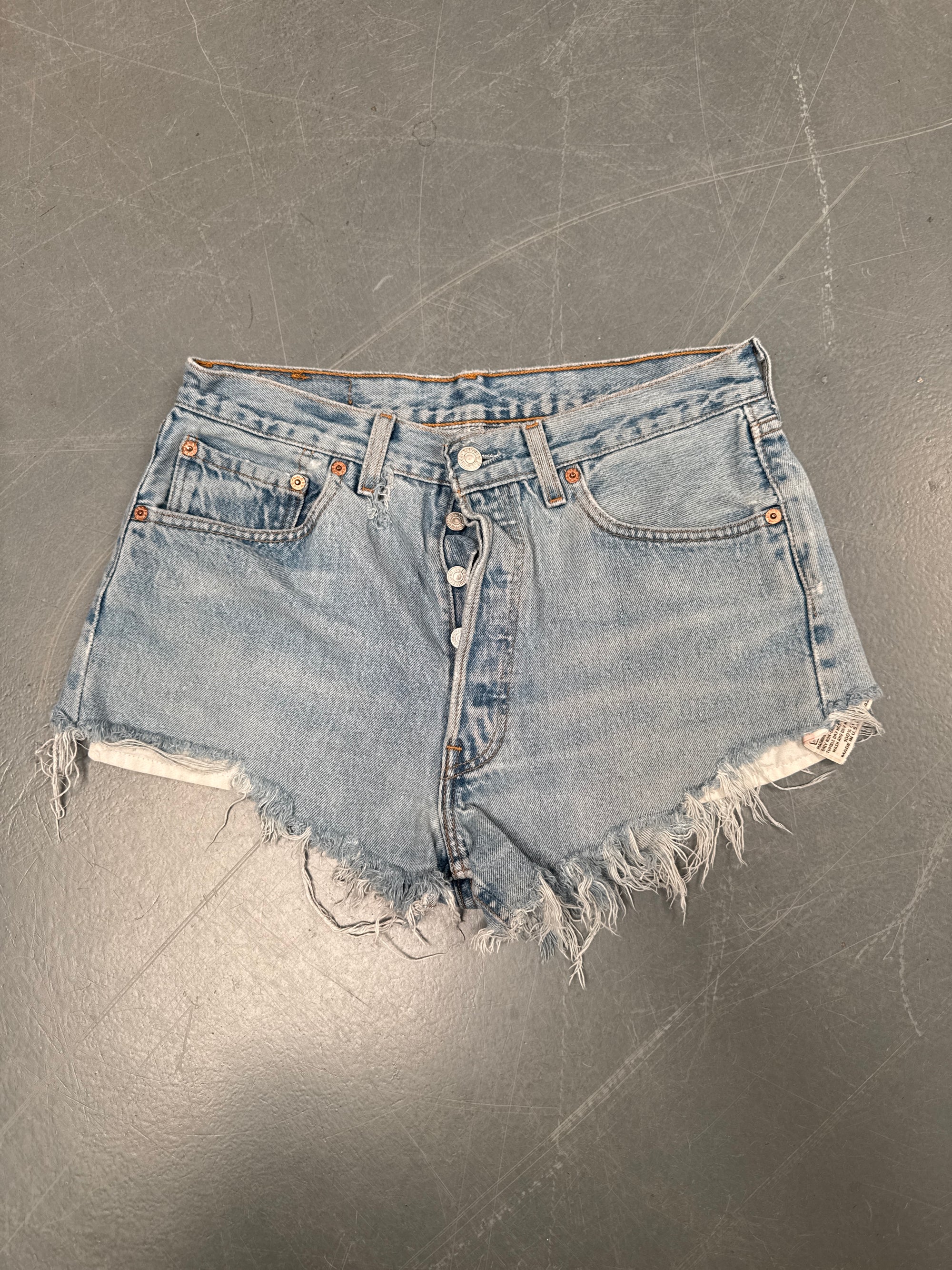 Vintage Ladies Levis Cut Off Denim Shorts - 90s Made - W 30 - SH149