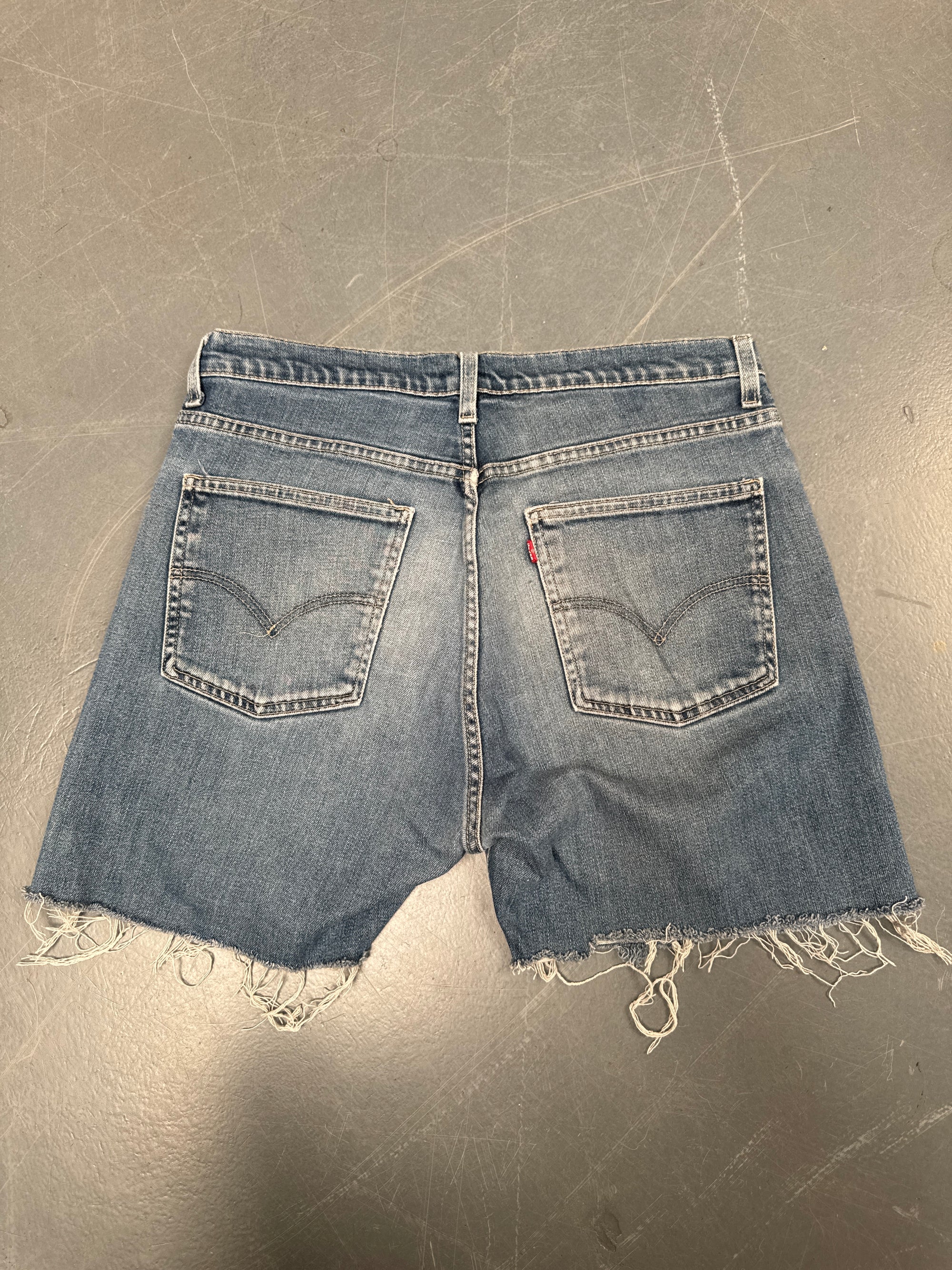 Vintage Ladies Levis Cut Off Denim Shorts - 90s Made - W 32 - SH153