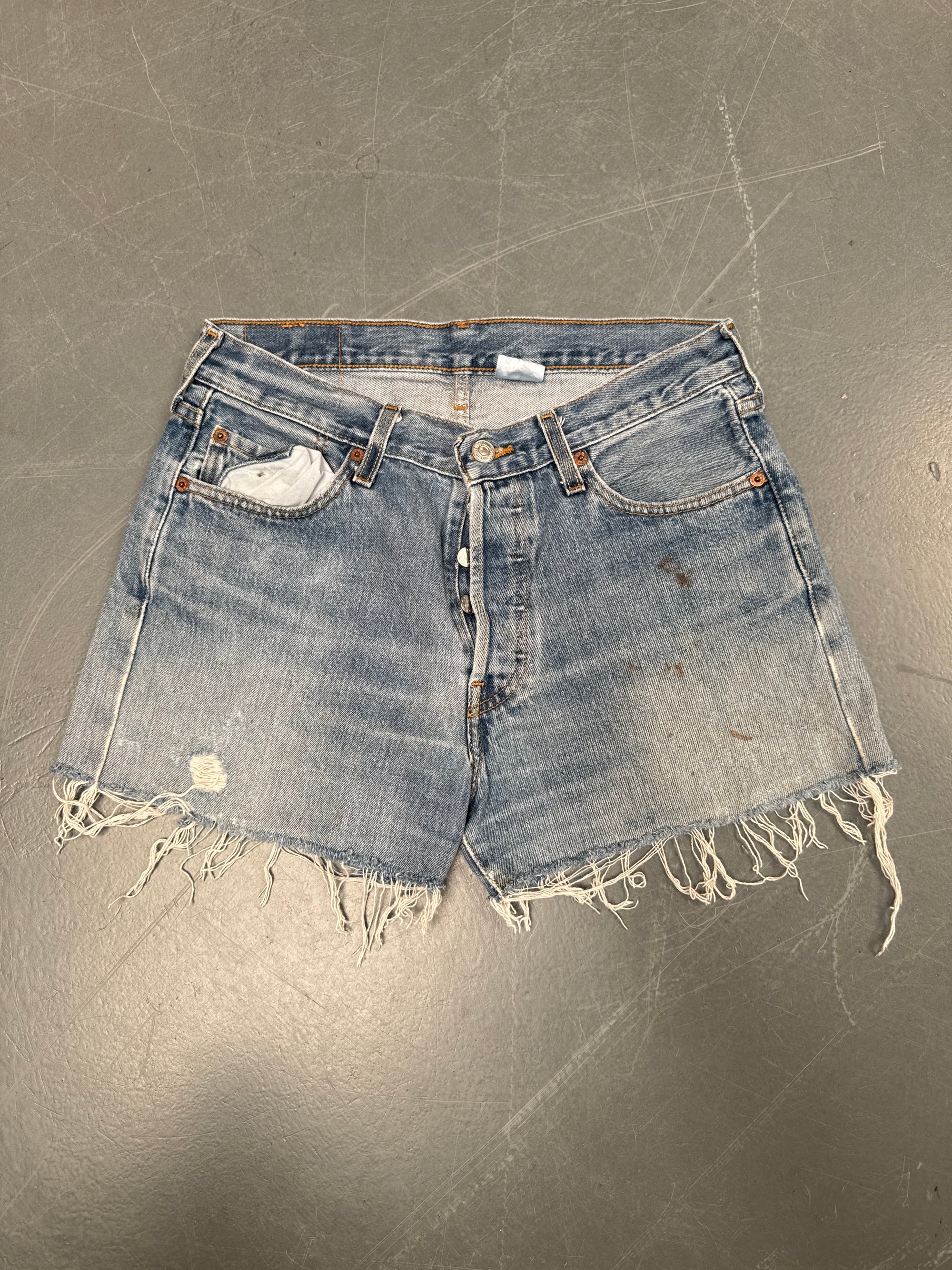 Vintage Ladies Levis Cut Off Denim Shorts - 90s Made - W 28 - SH155