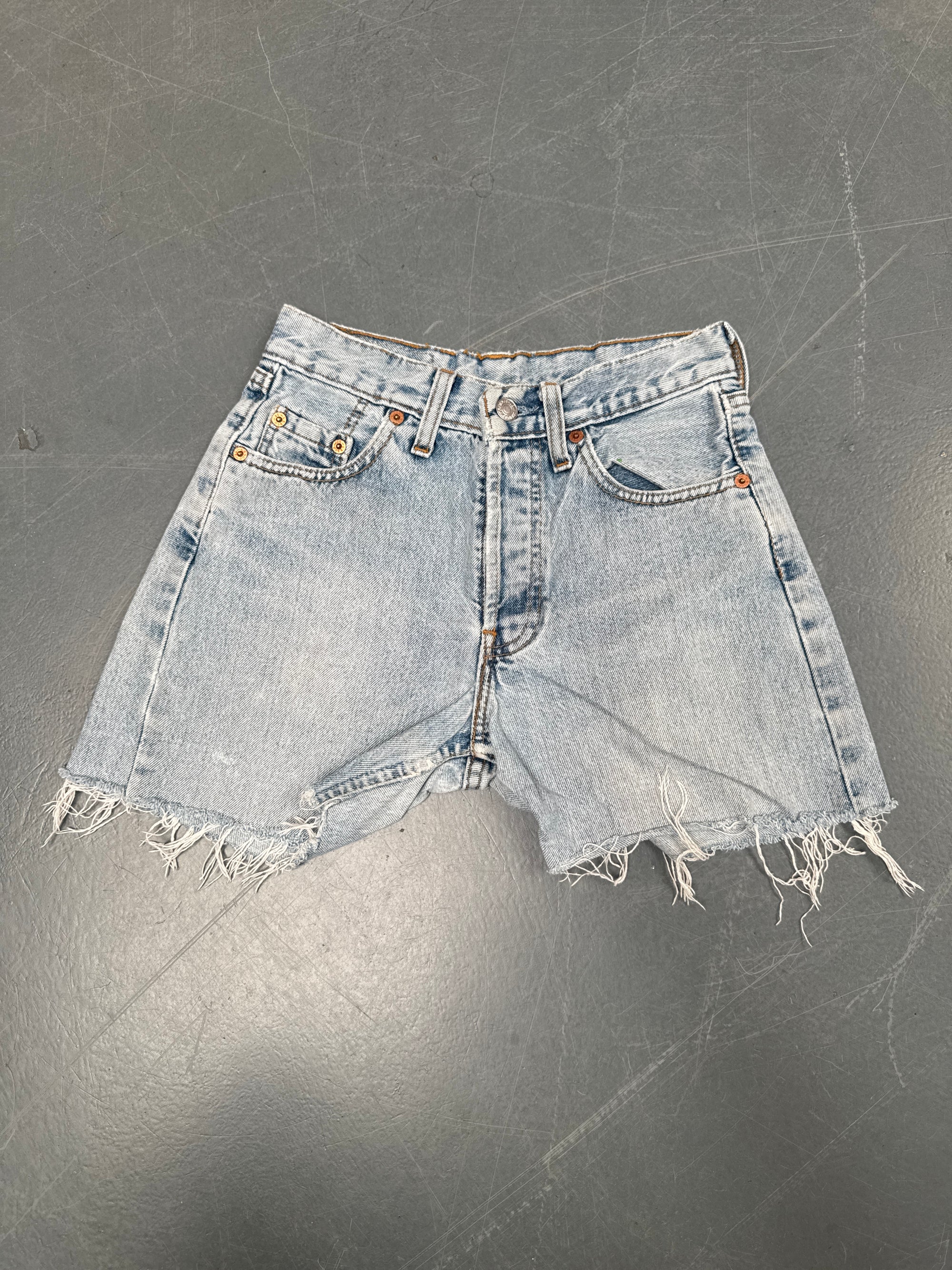 Vintage Ladies Levis Cut Off Denim Shorts - 90s Made - W 24 - SH161