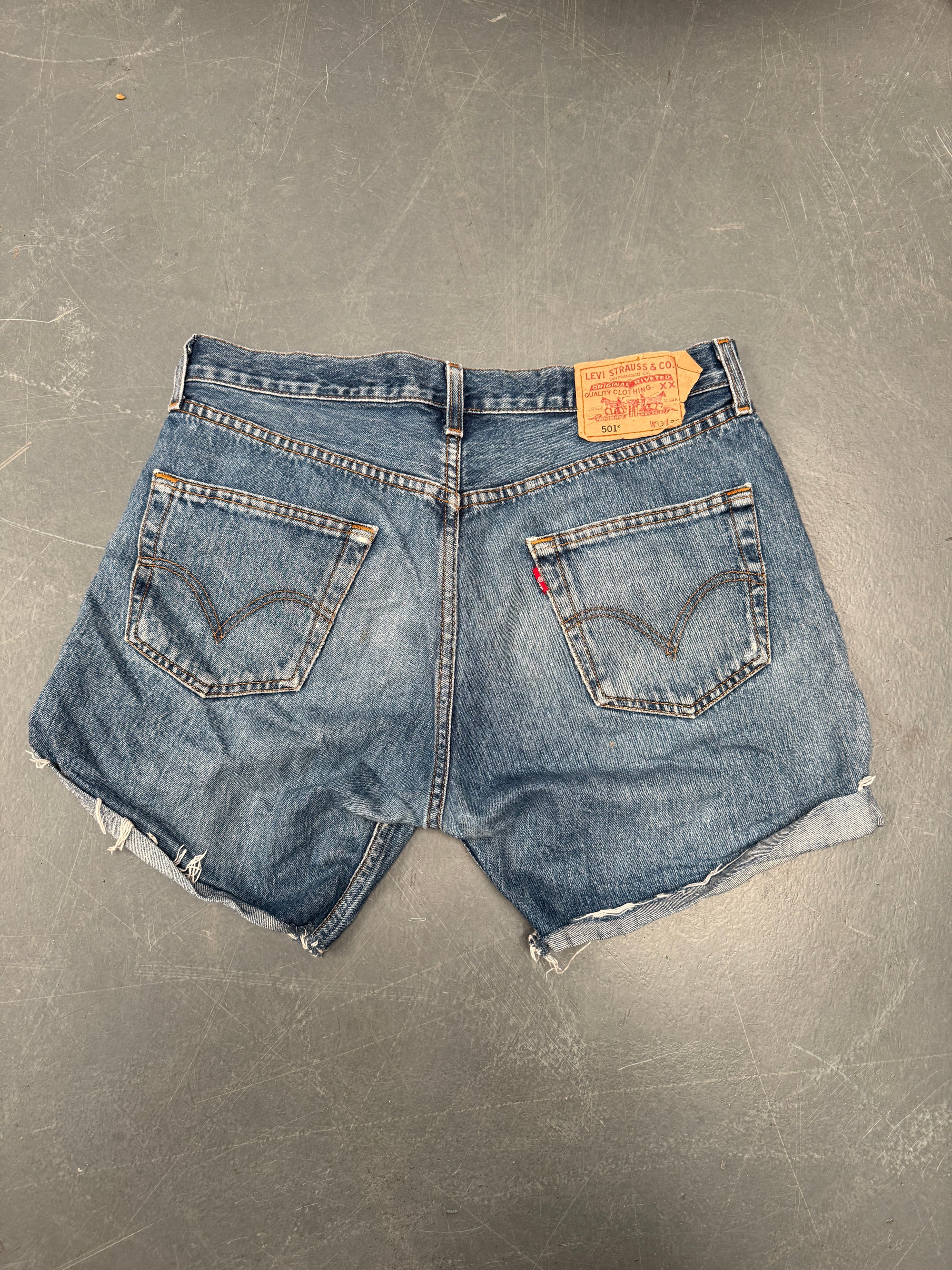 Vintage Ladies Levis Cut Off Denim Shorts - 90s Made - W 32 - SH251