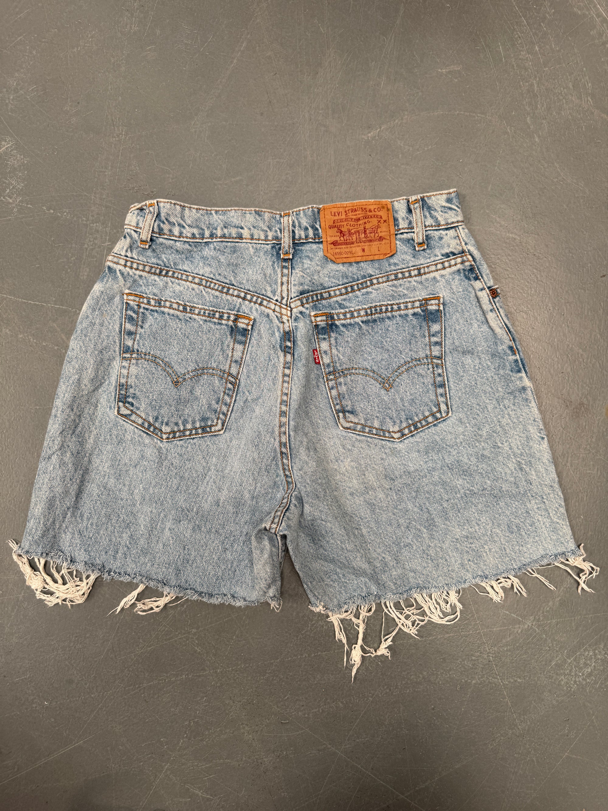 Vintage Ladies Levis Cut Off Denim Shorts - 90s Made - W 28 - SH270