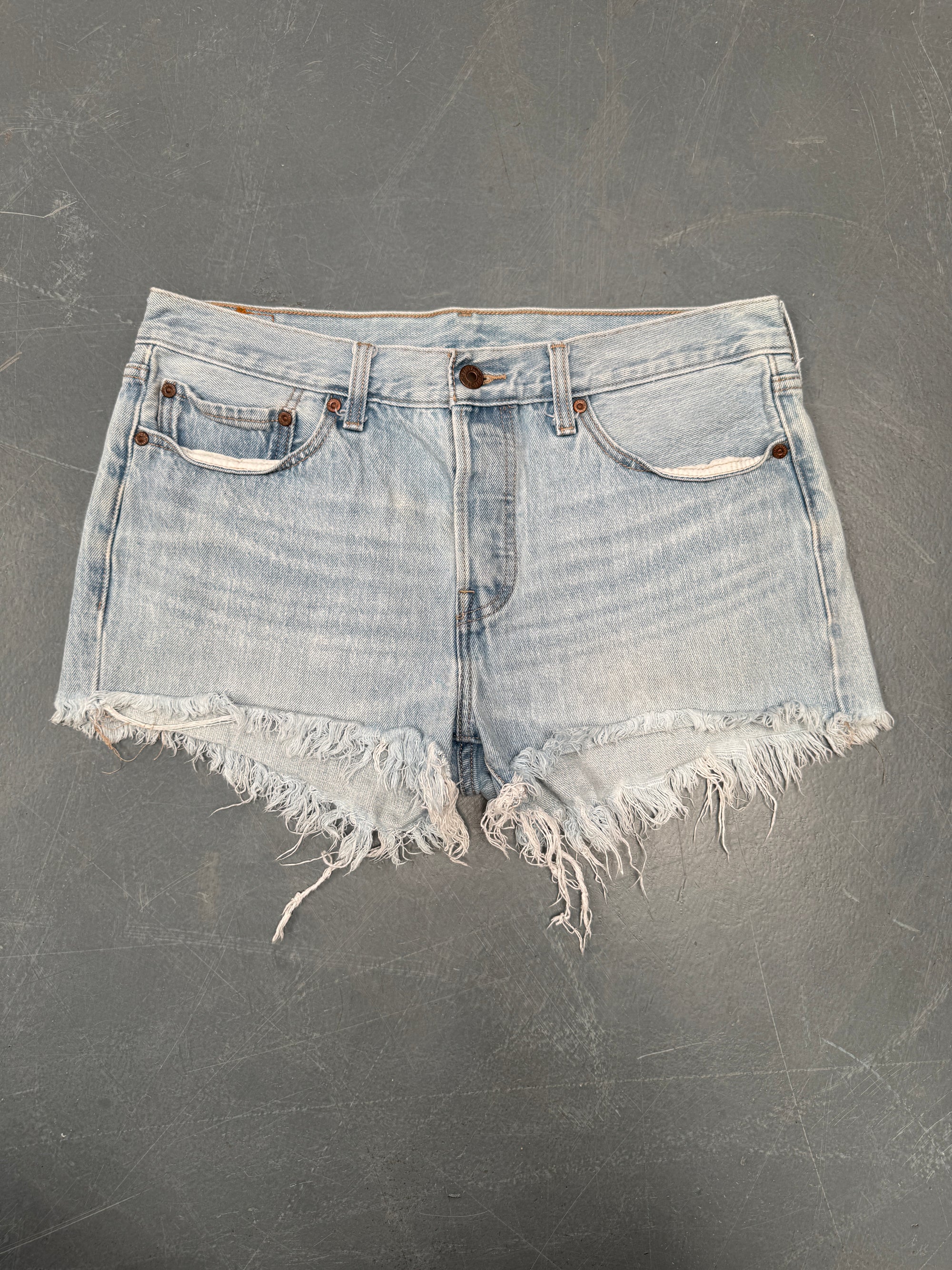 Vintage Ladies Levis Cut Off Denim Shorts - 90s Made - W 34 - SH298