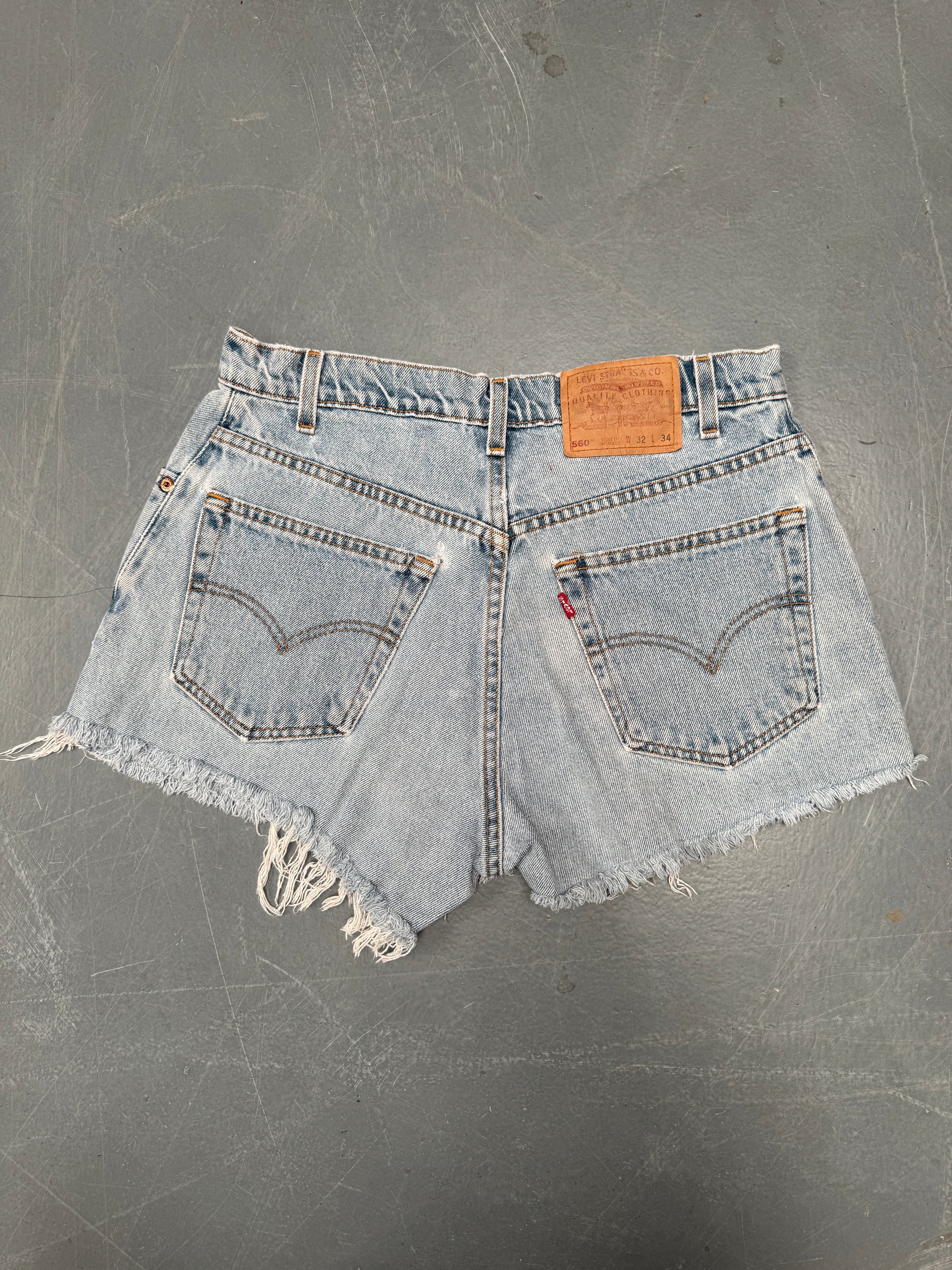 Vintage Ladies Levis Cut Off Denim Shorts - 90s Made - W 30 - SH303