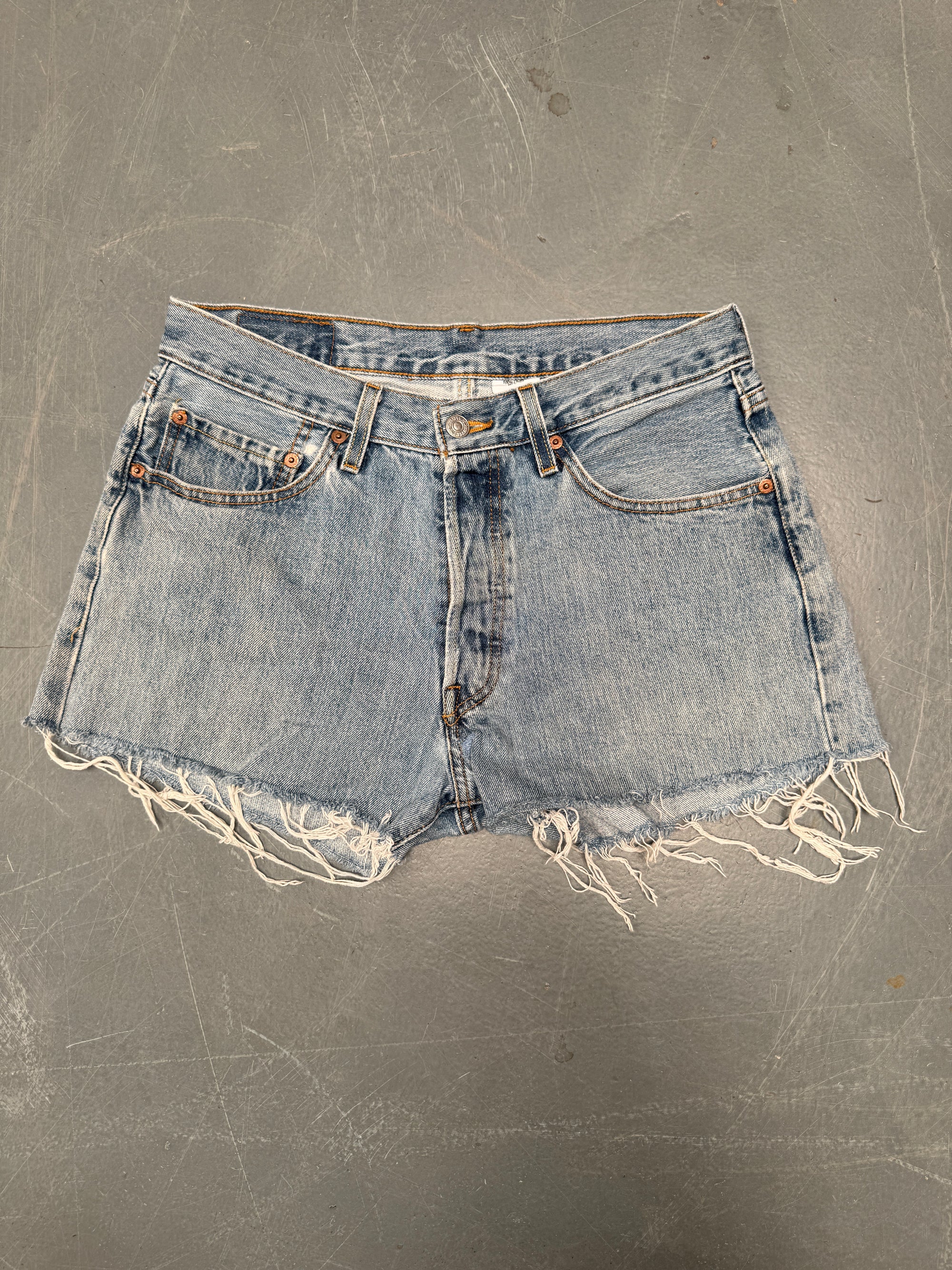 Vintage Ladies Levis Cut Off Denim Shorts - 90s Made - W 30 - SH332